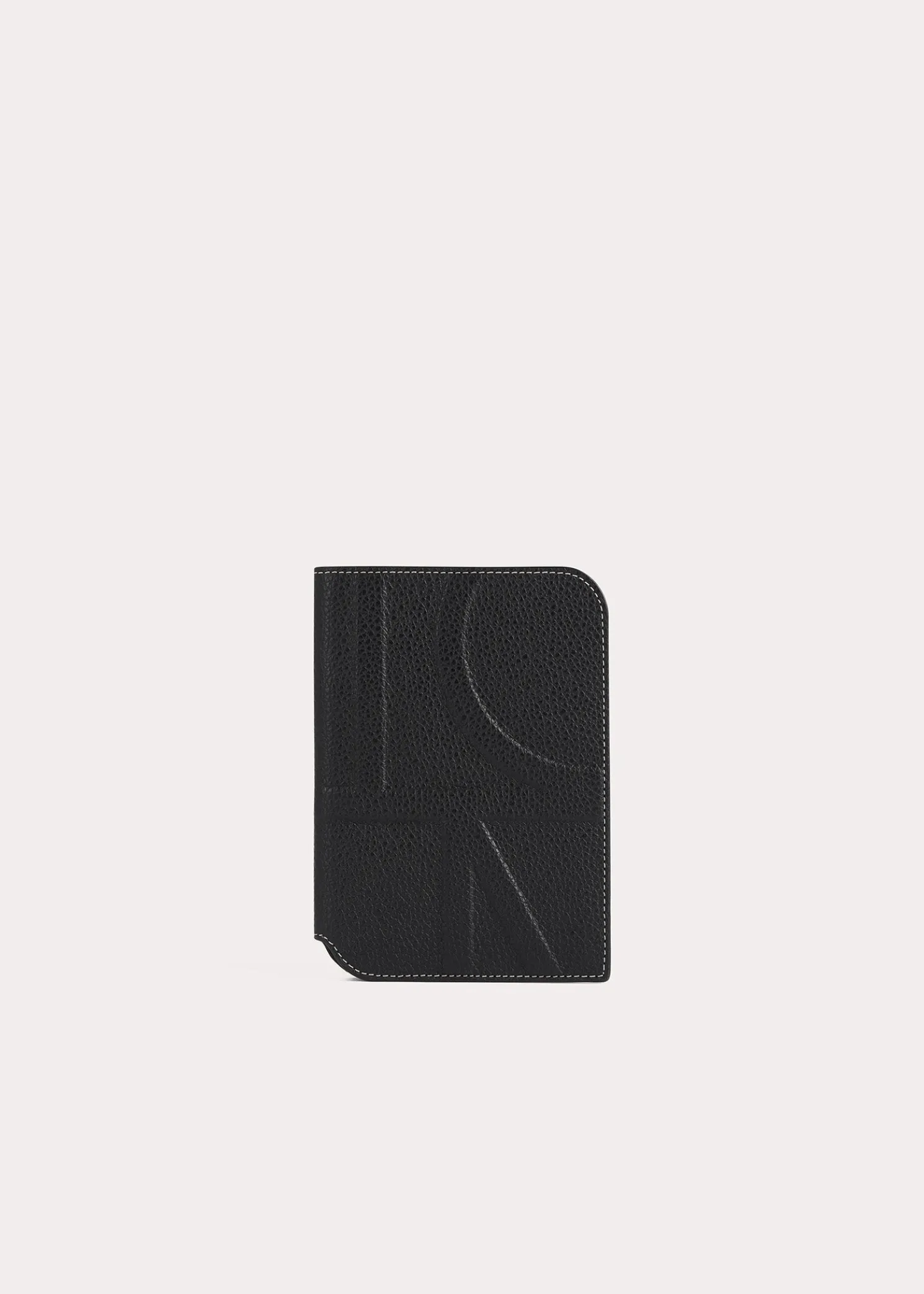 Monogram leather passport holder black grain
