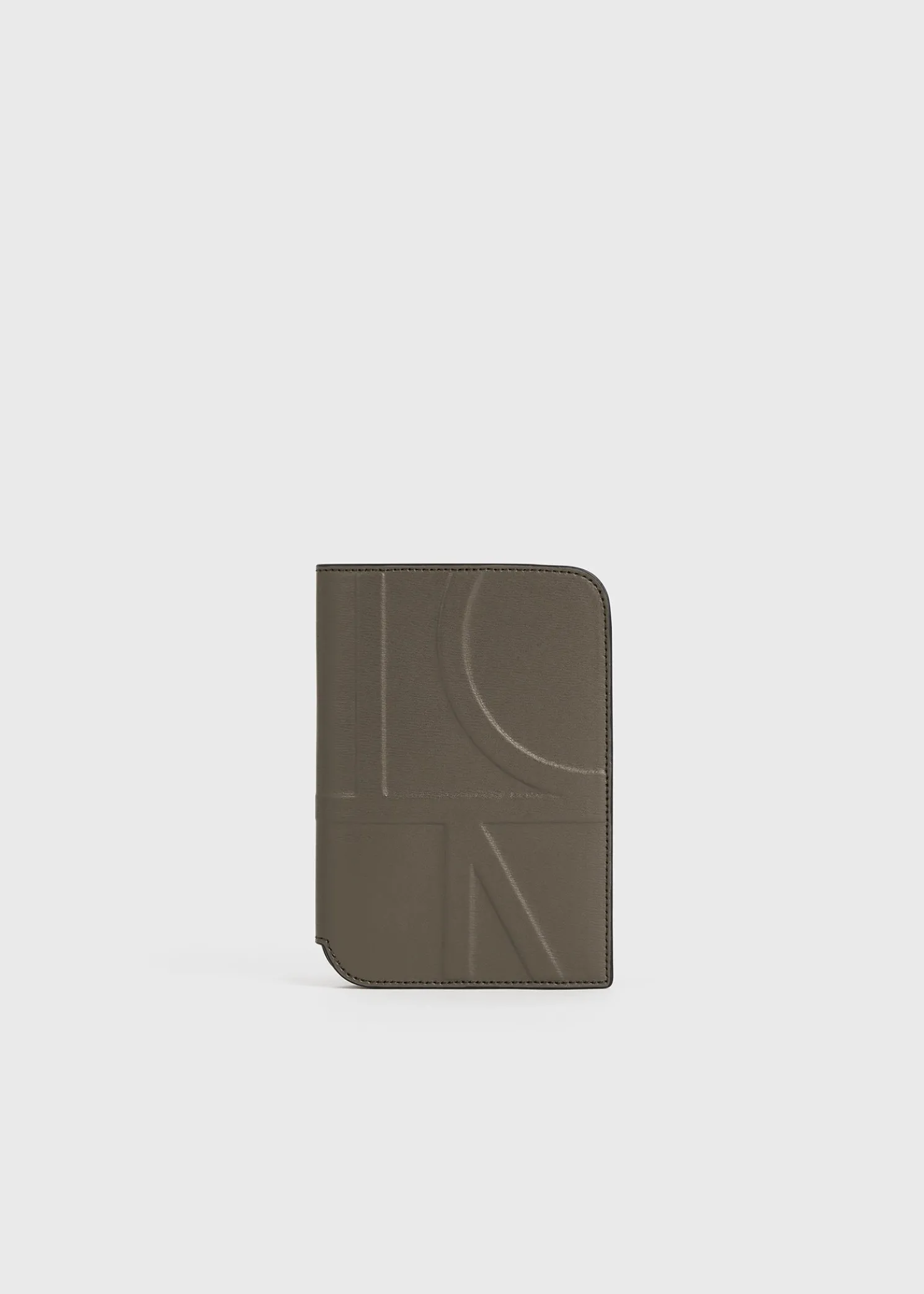Monogram leather passport holder ash