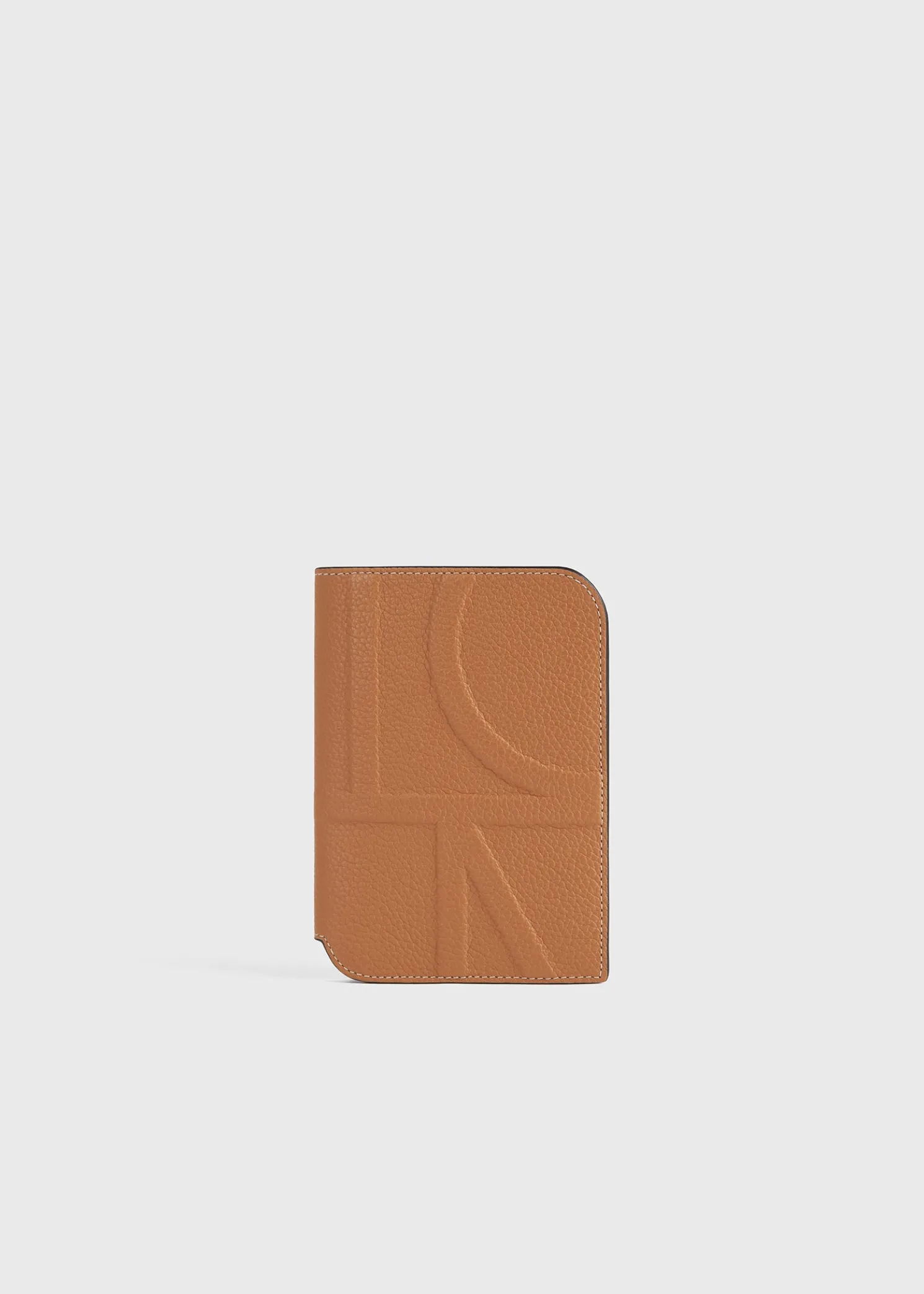 Monogram leather passport holder tan grain