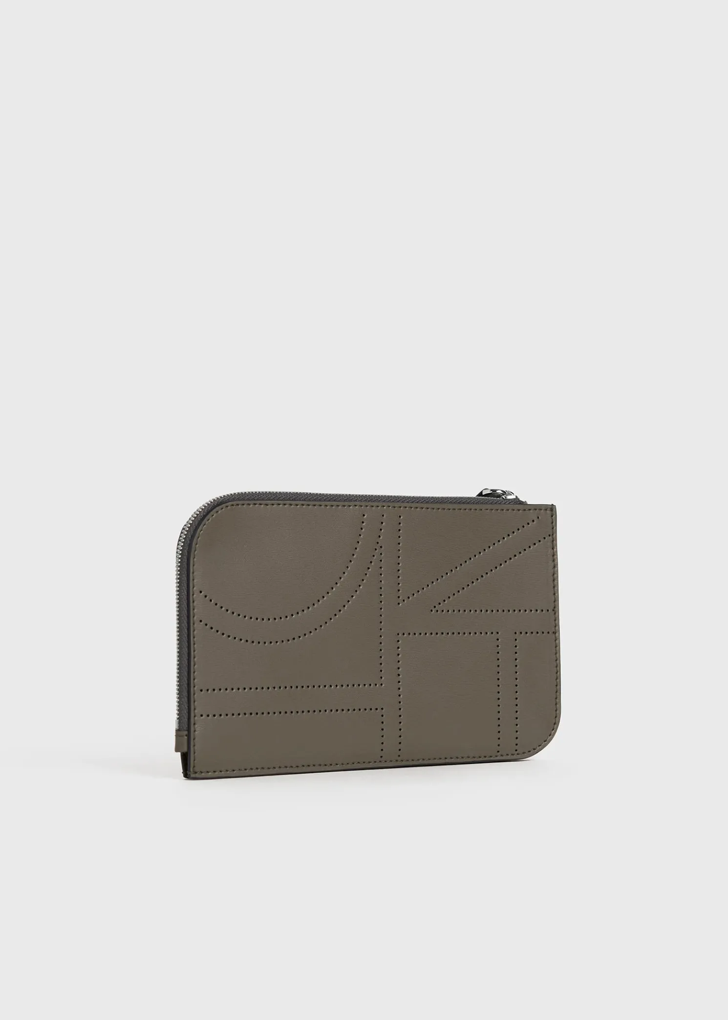 Monogram leather wristlet pouch ash