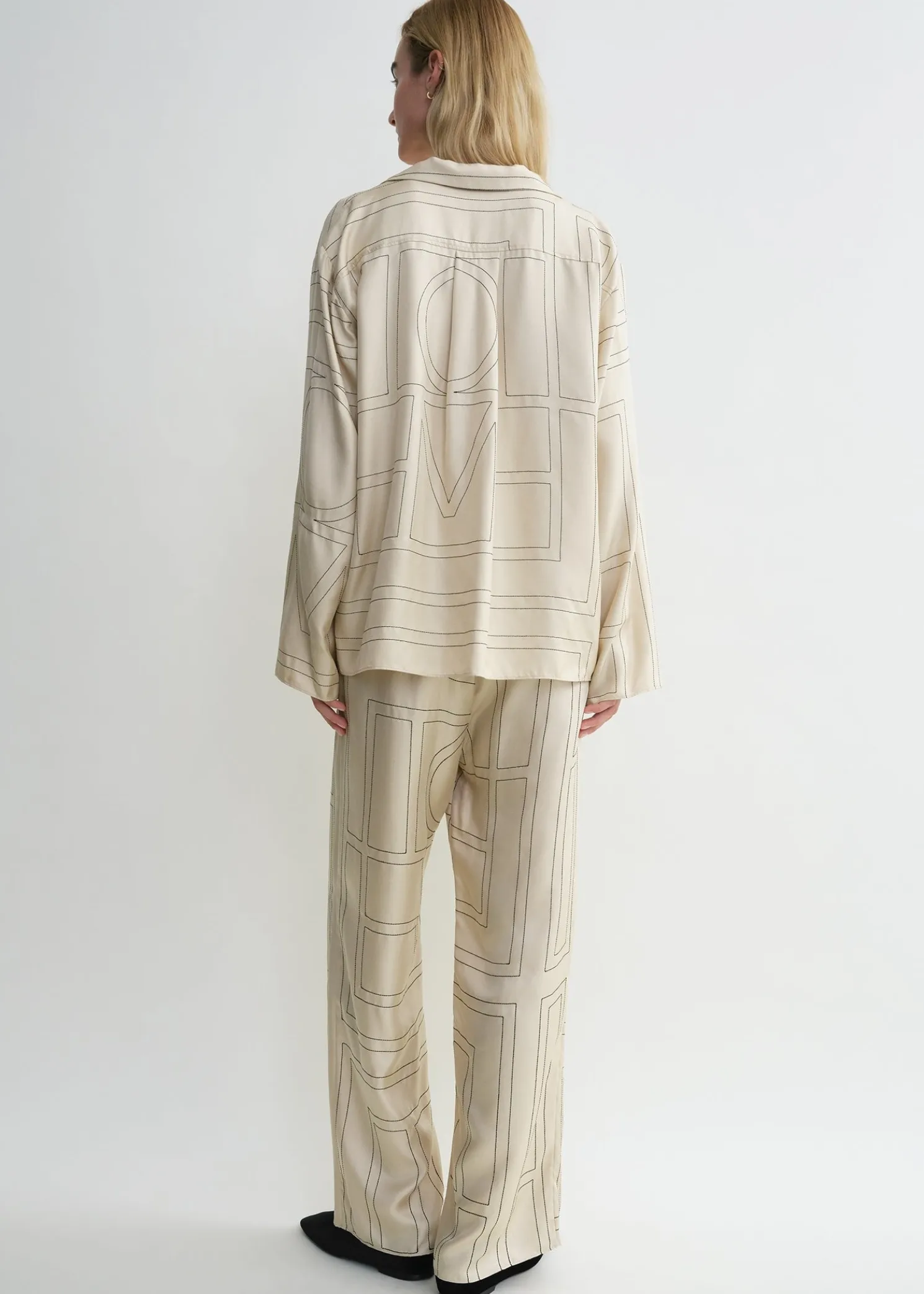 Monogram silk pj top ivory