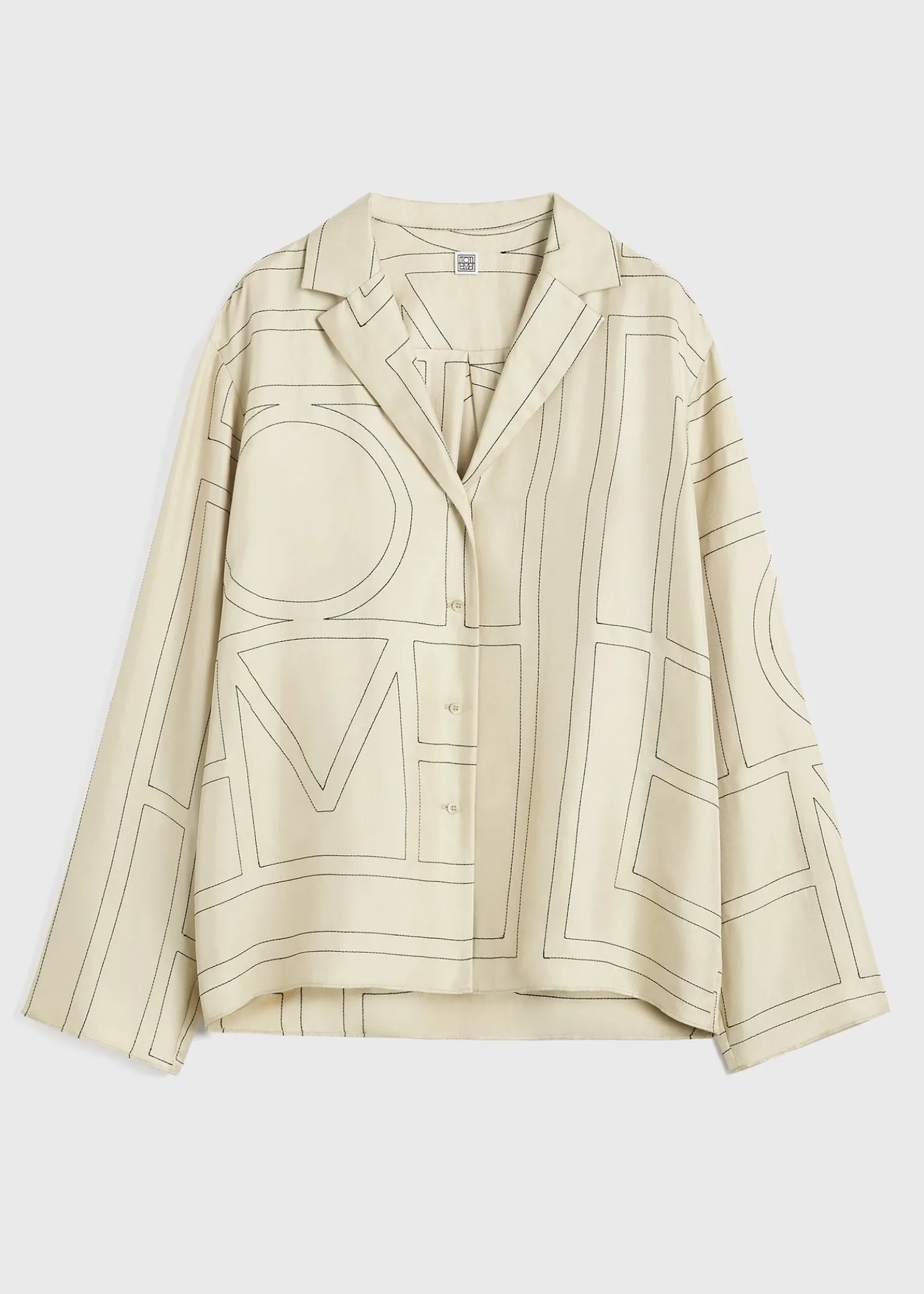 Monogram silk pj top ivory