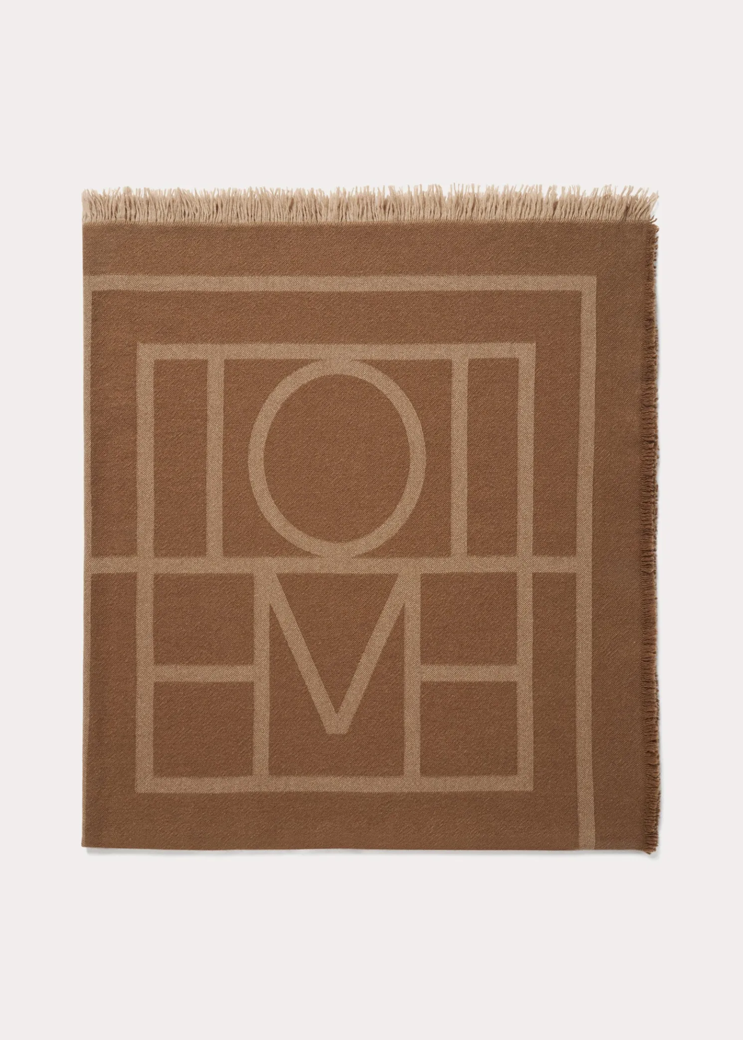 Monogram wool cashmere scarf camel