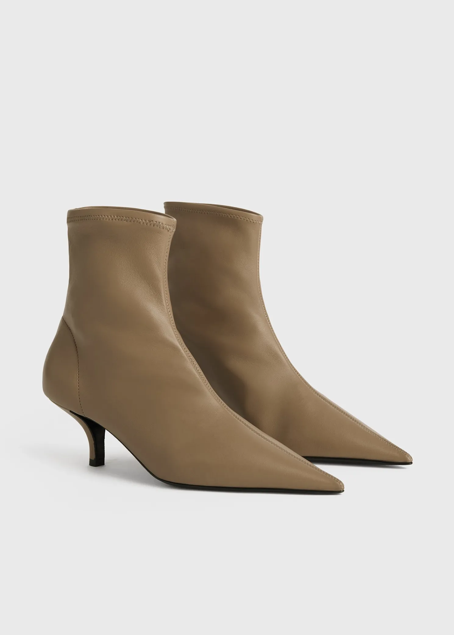 Nappa heeled sock boots truffle