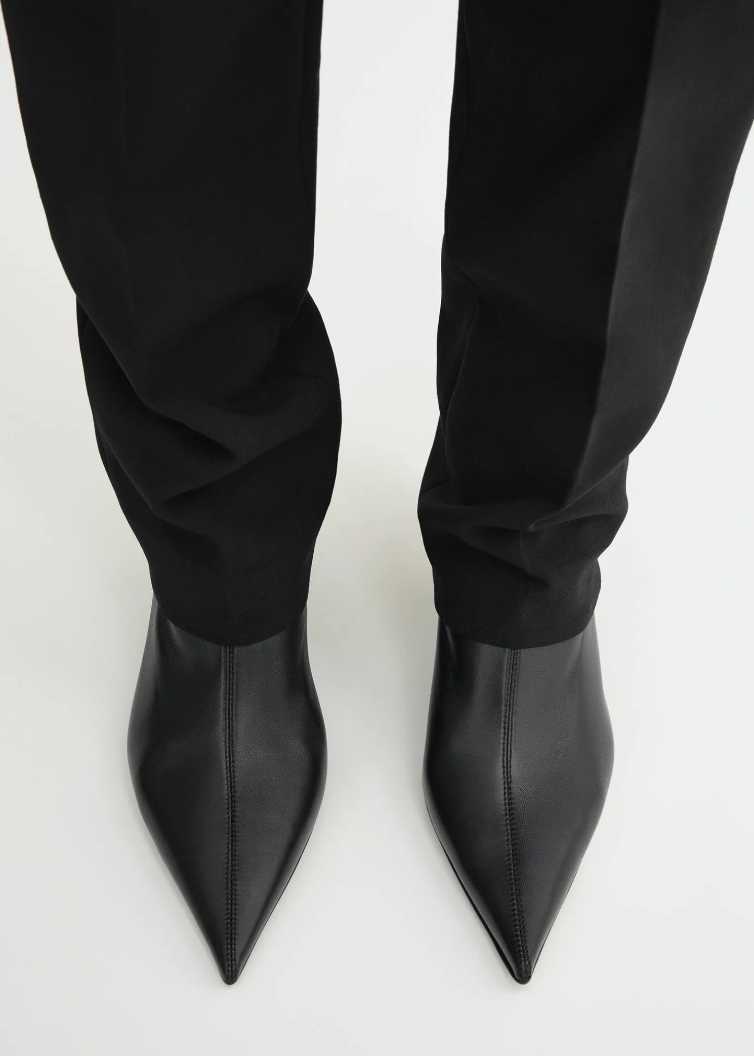 Nappa heeled sock boots black