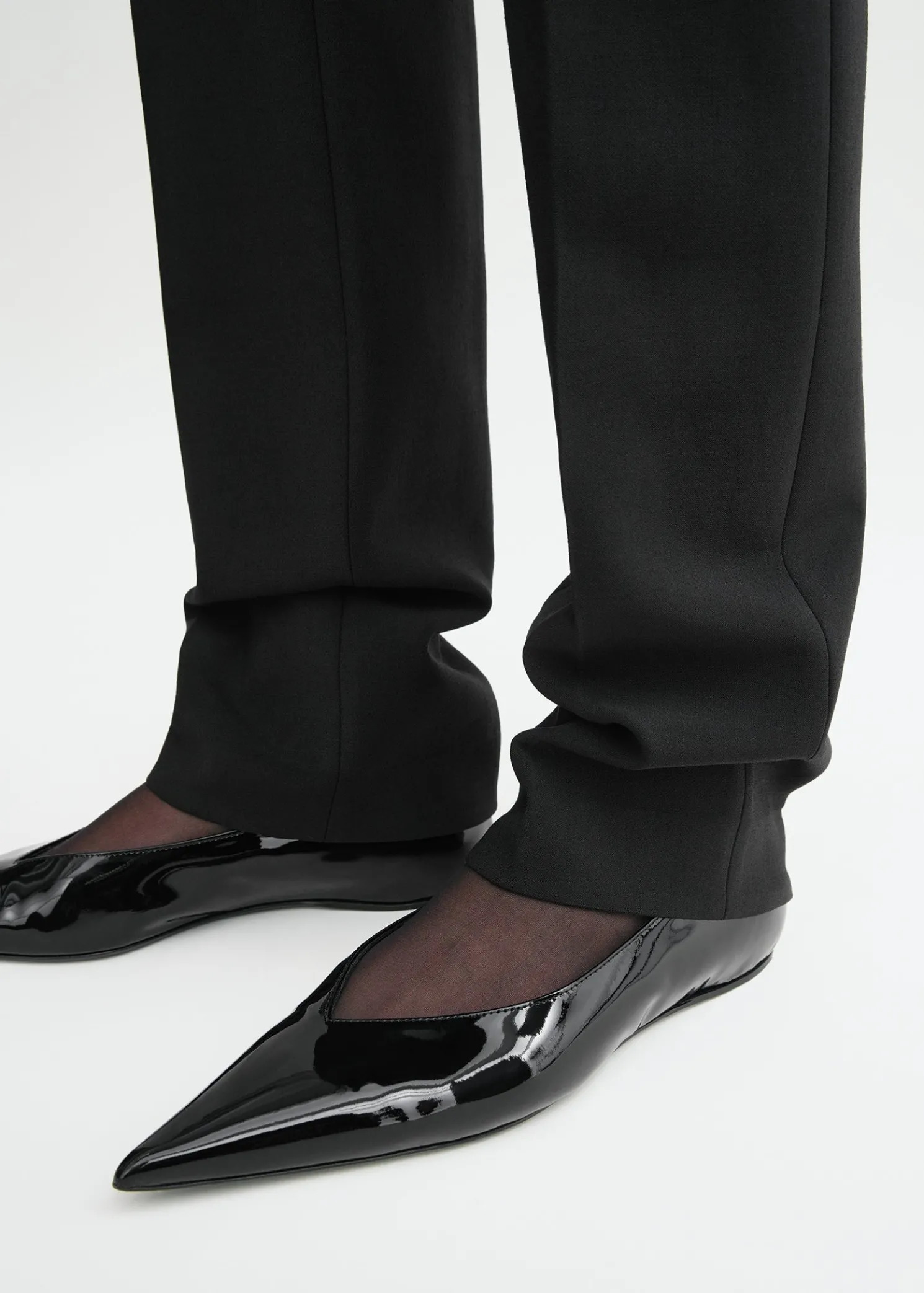 Patent asymmetric ballerinas black