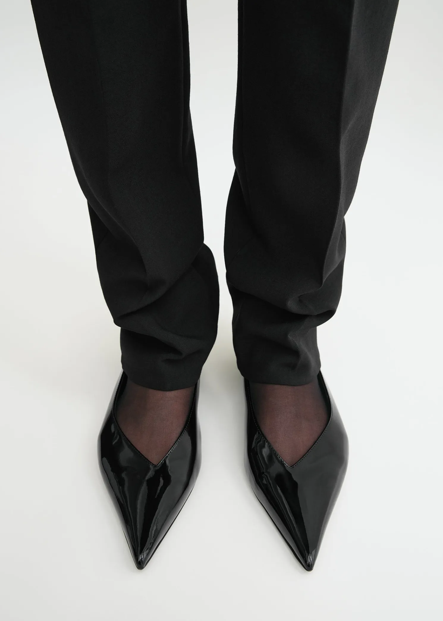 Patent asymmetric ballerinas black