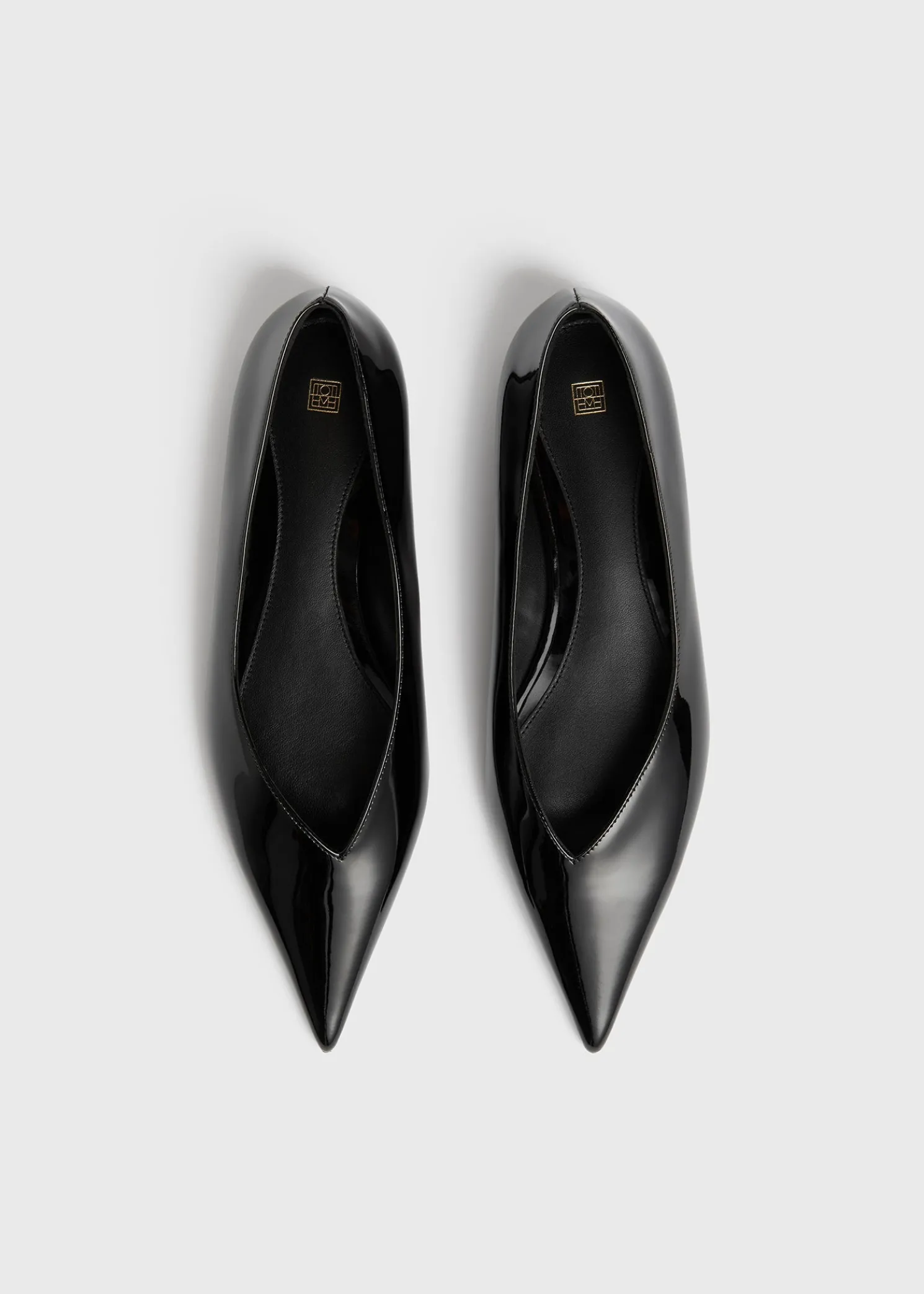 Patent asymmetric ballerinas black
