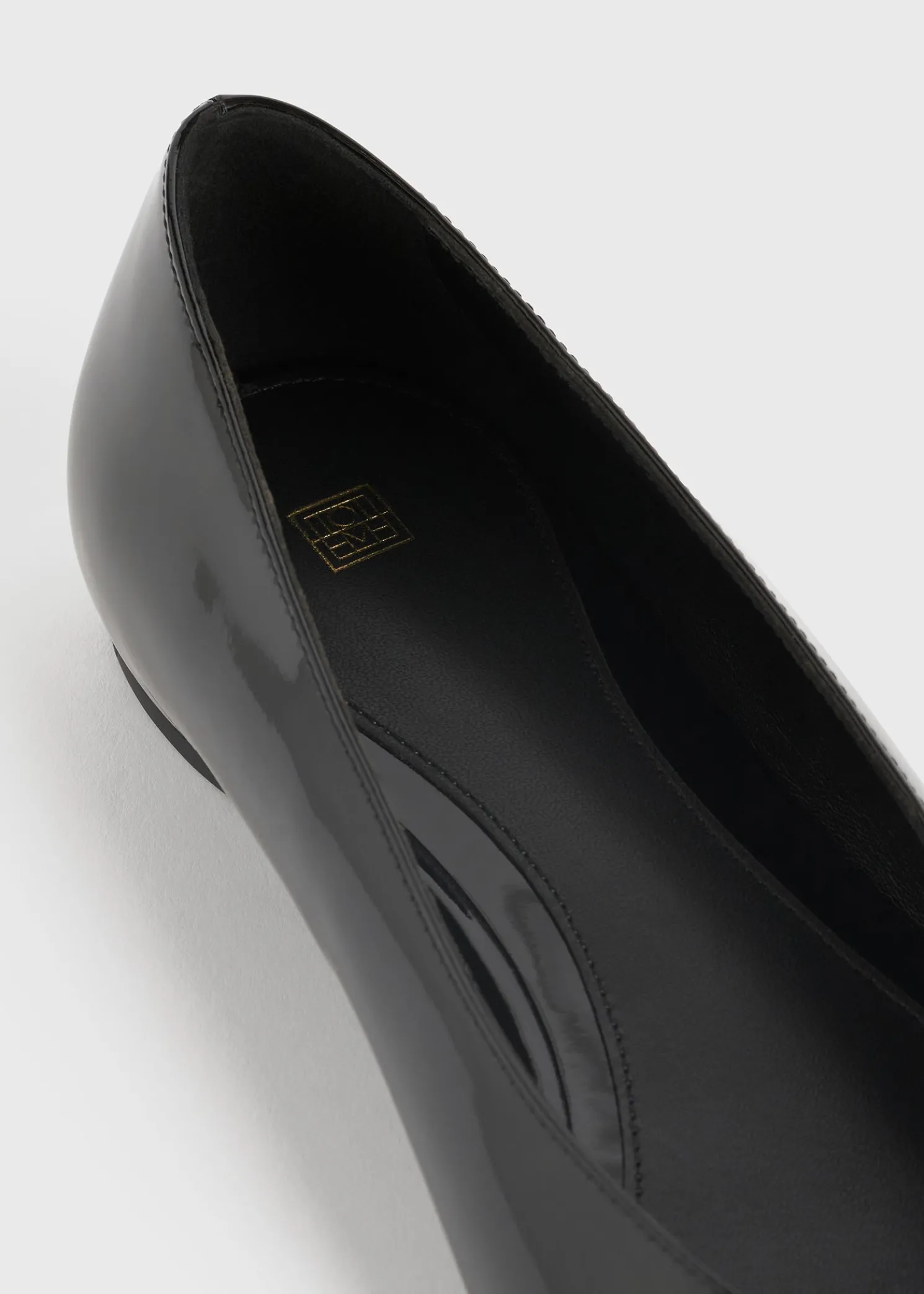 Patent asymmetric ballerinas black