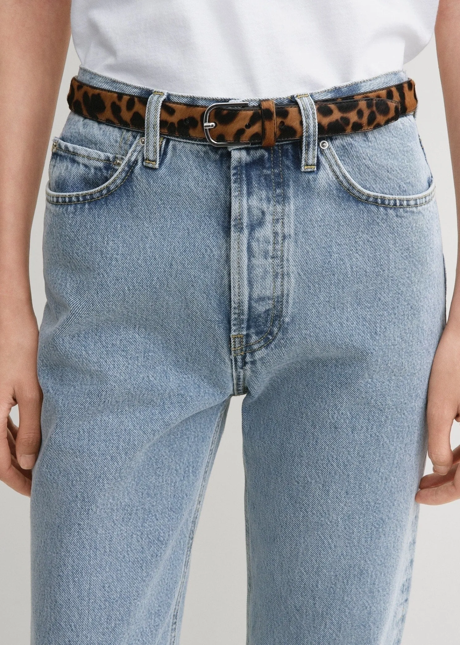 Pony hair belt leopard
