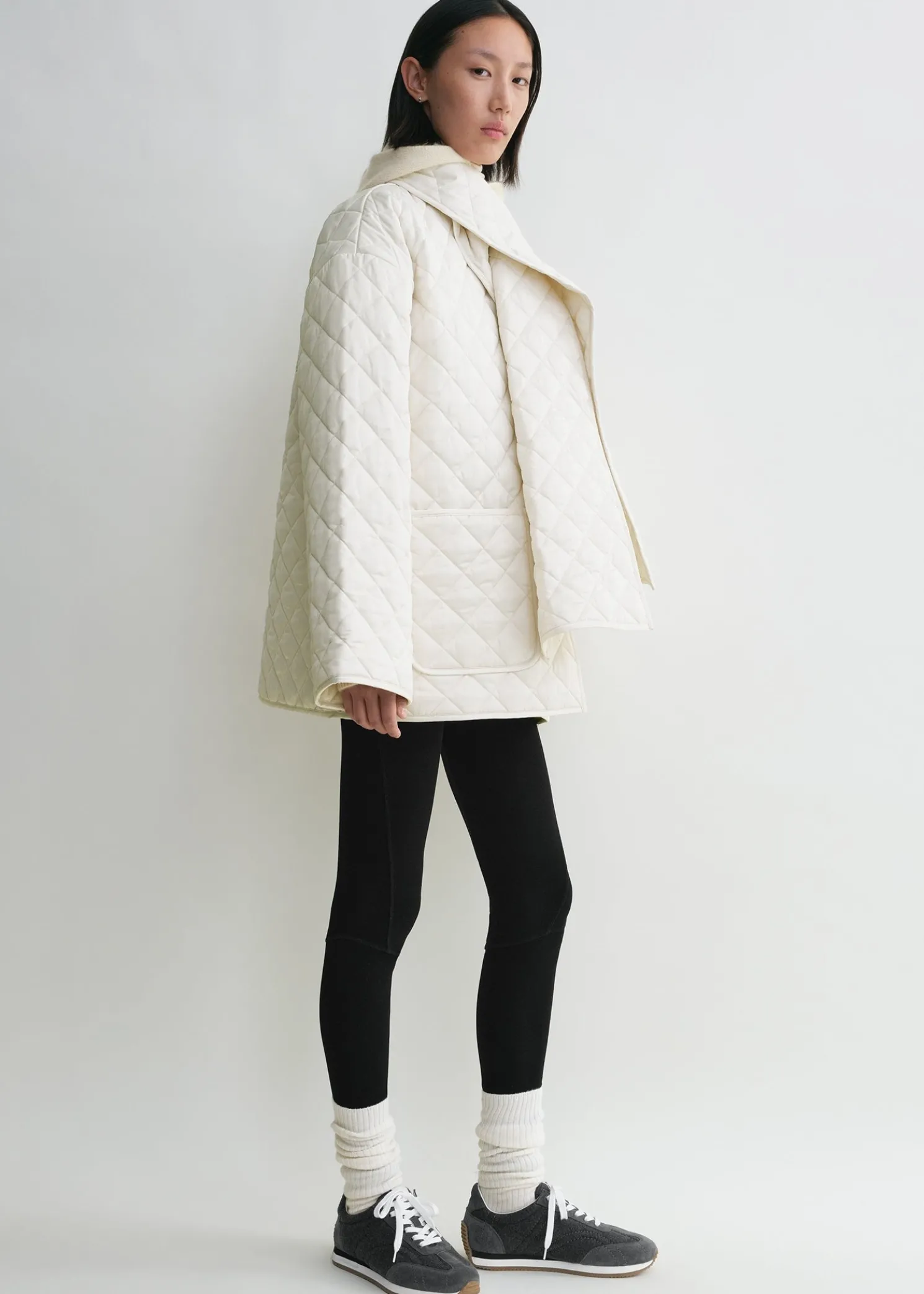 Quilted scarf jacket winter white