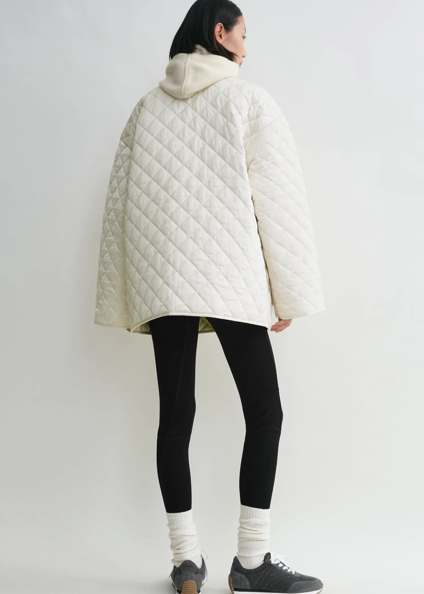 Quilted scarf jacket winter white