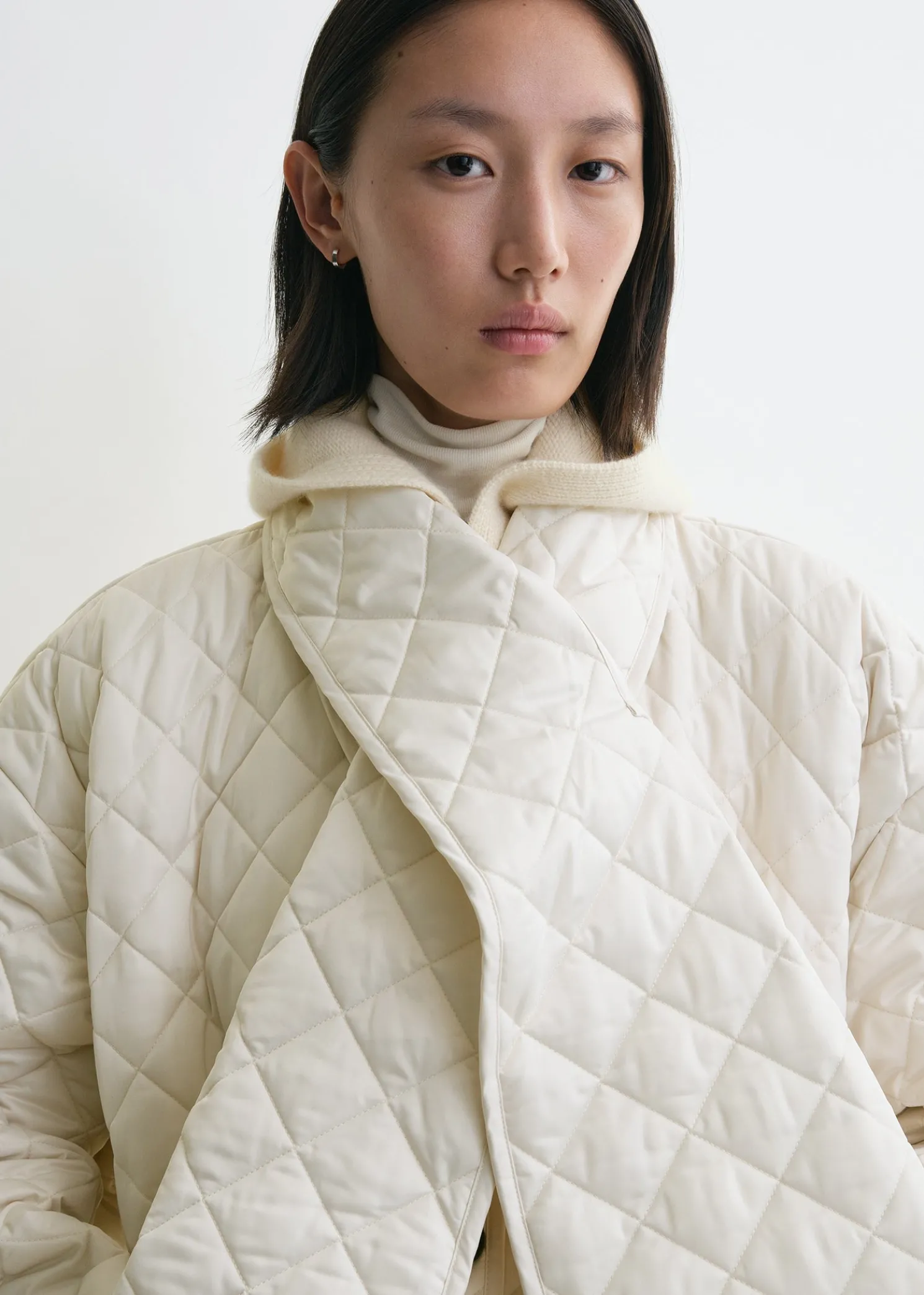 Quilted scarf jacket winter white
