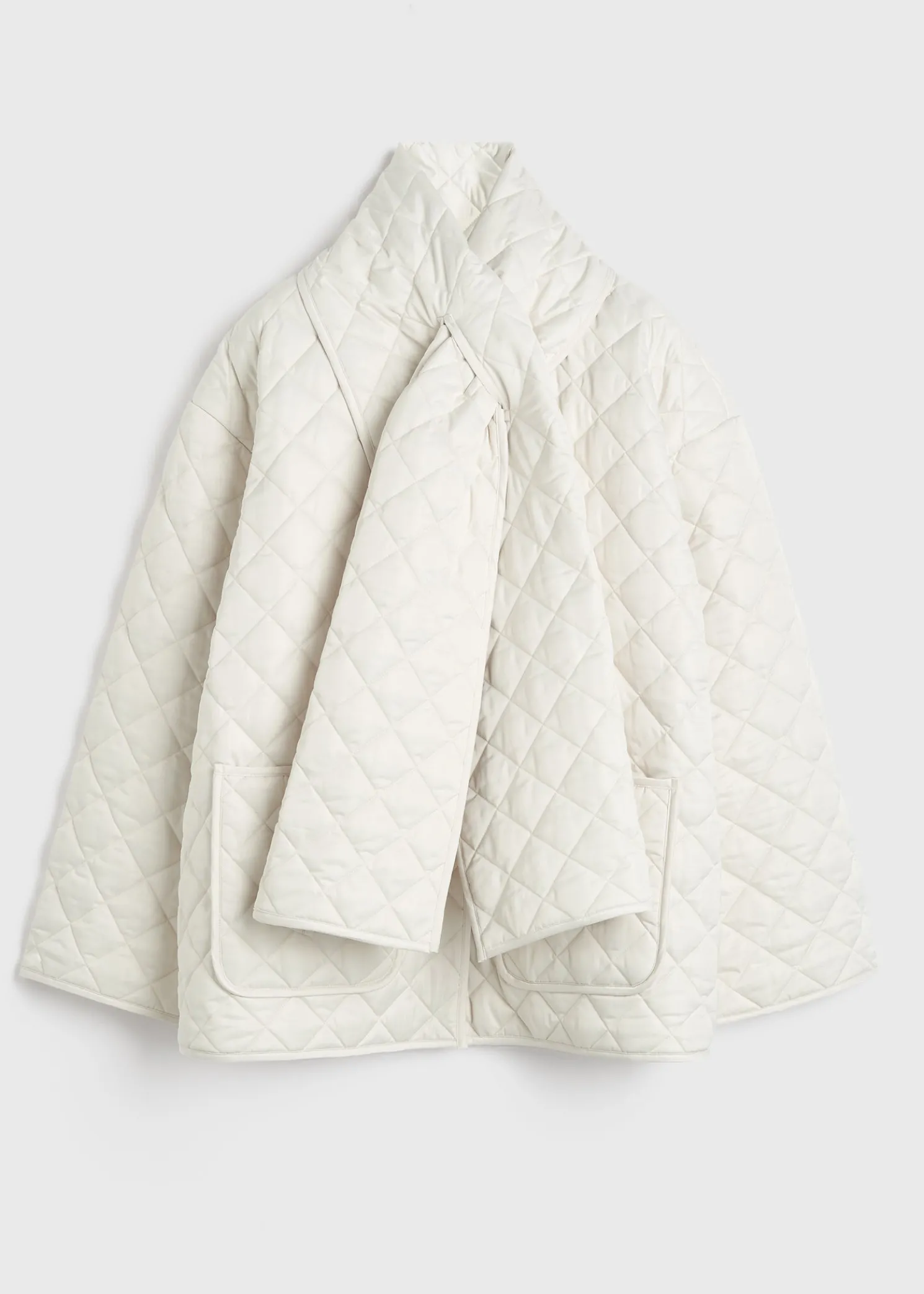 Quilted scarf jacket winter white