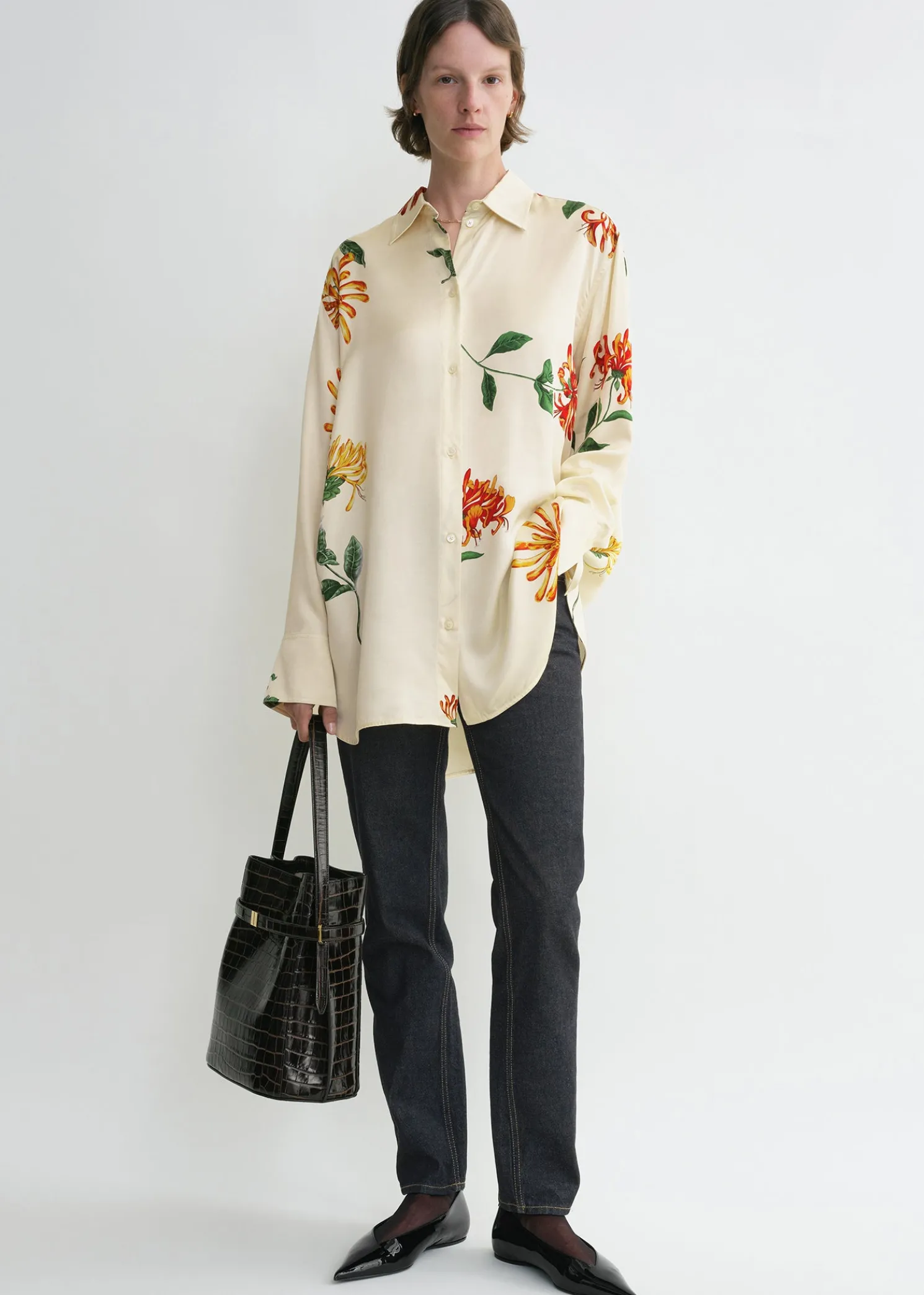 Relaxed honeysuckle shirt ecru/orange