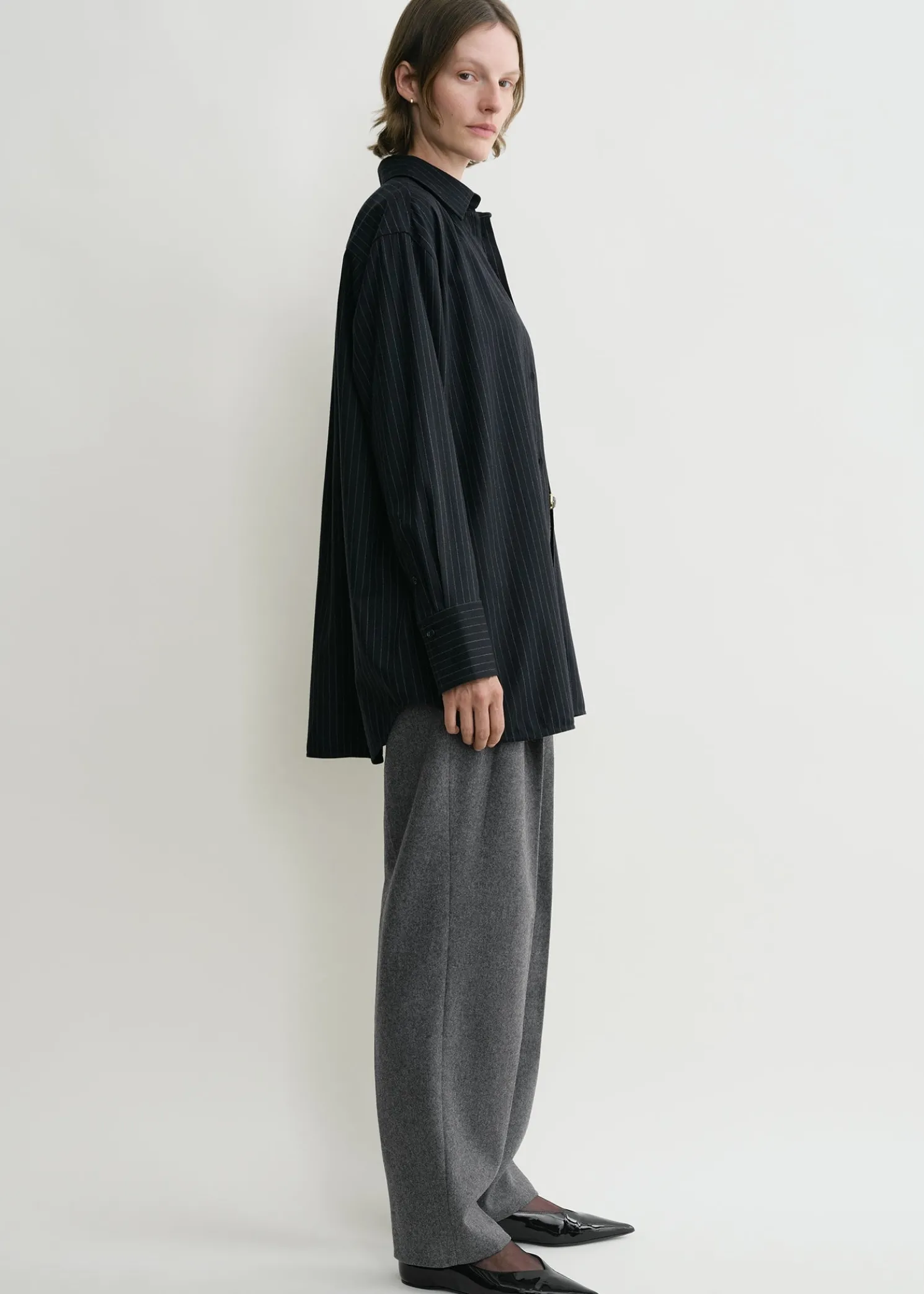 Relaxed pinstriped shirt navy