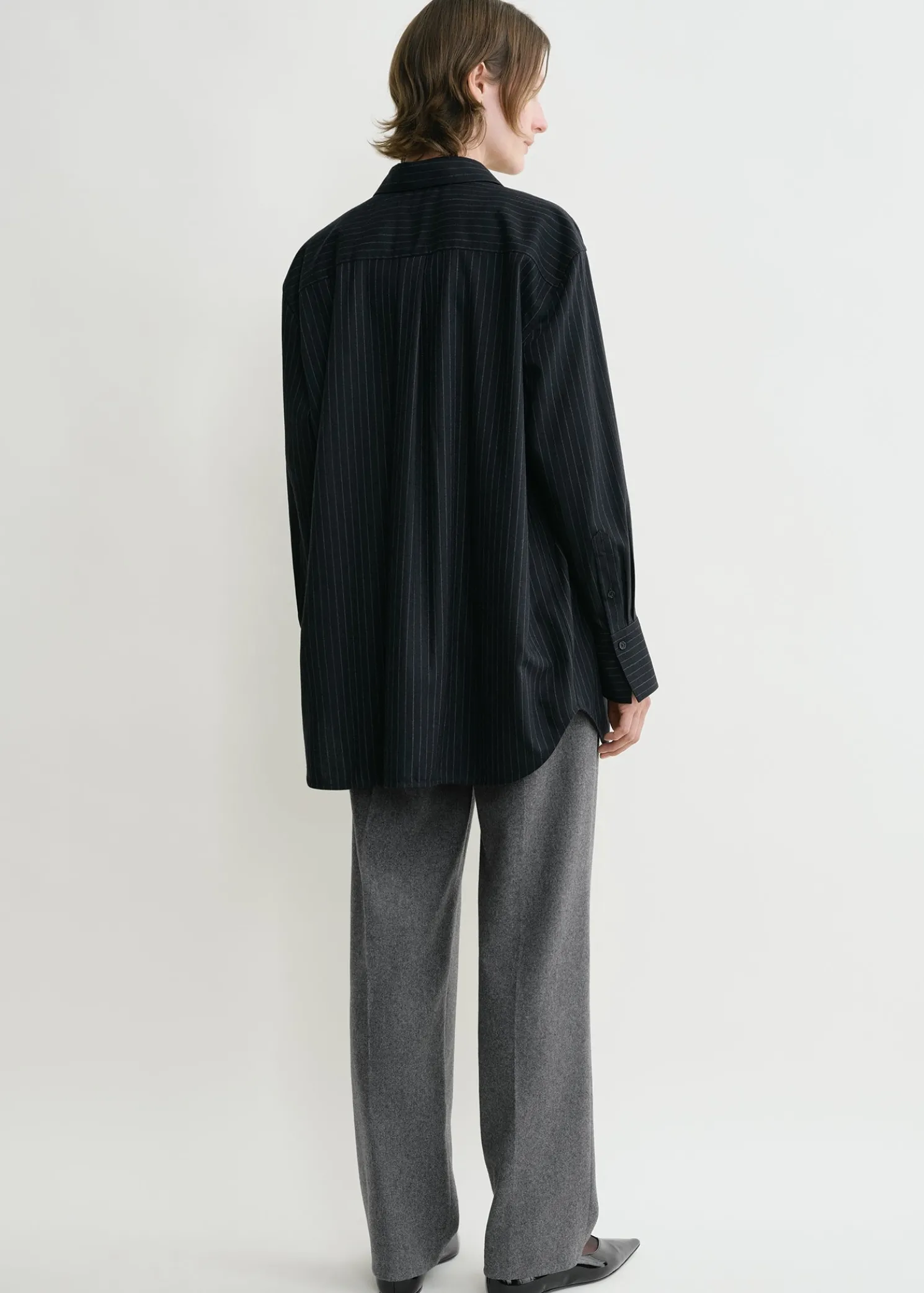 Relaxed pinstriped shirt navy