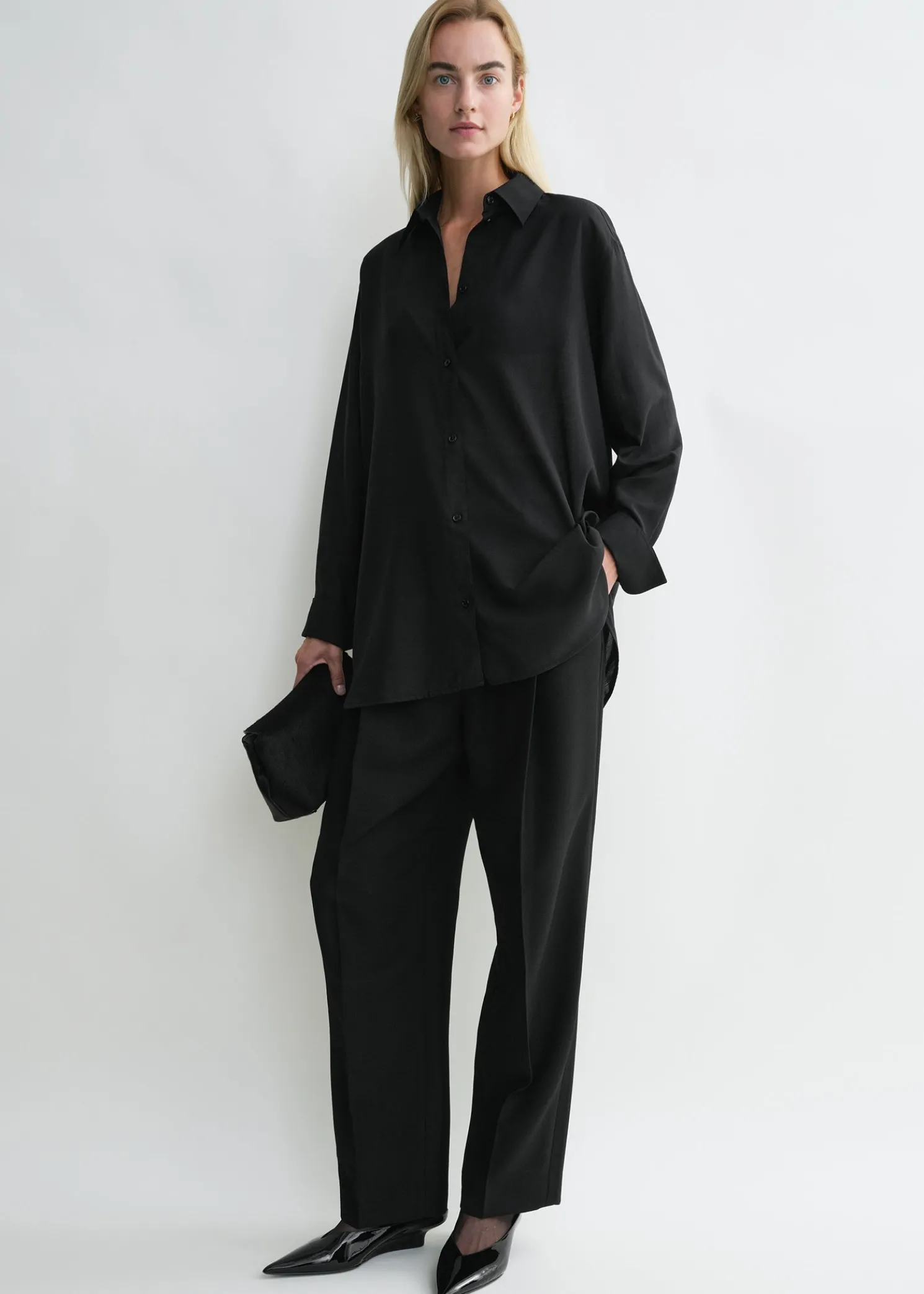 Relaxed voile shirt black