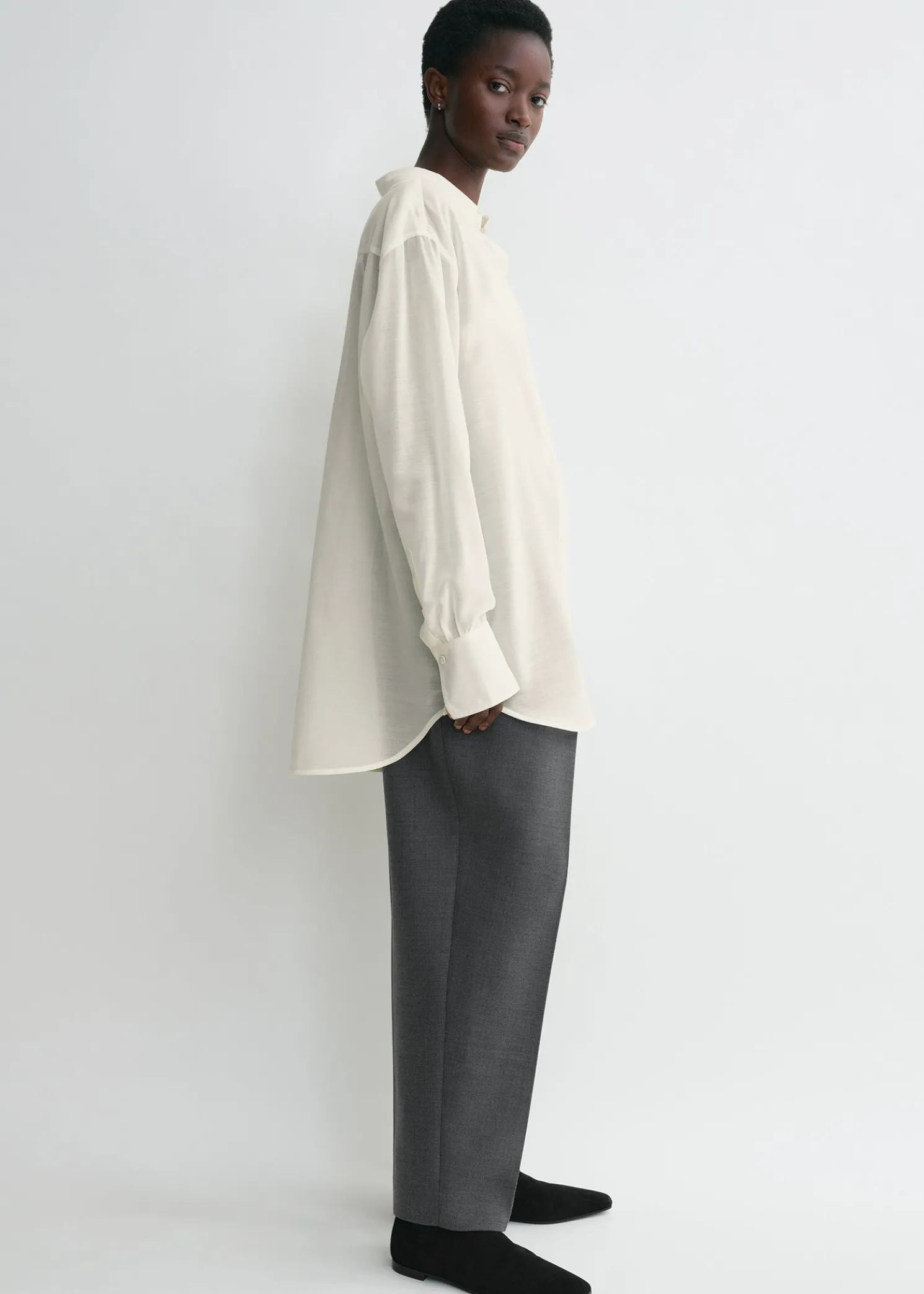 Relaxed voile shirt milk