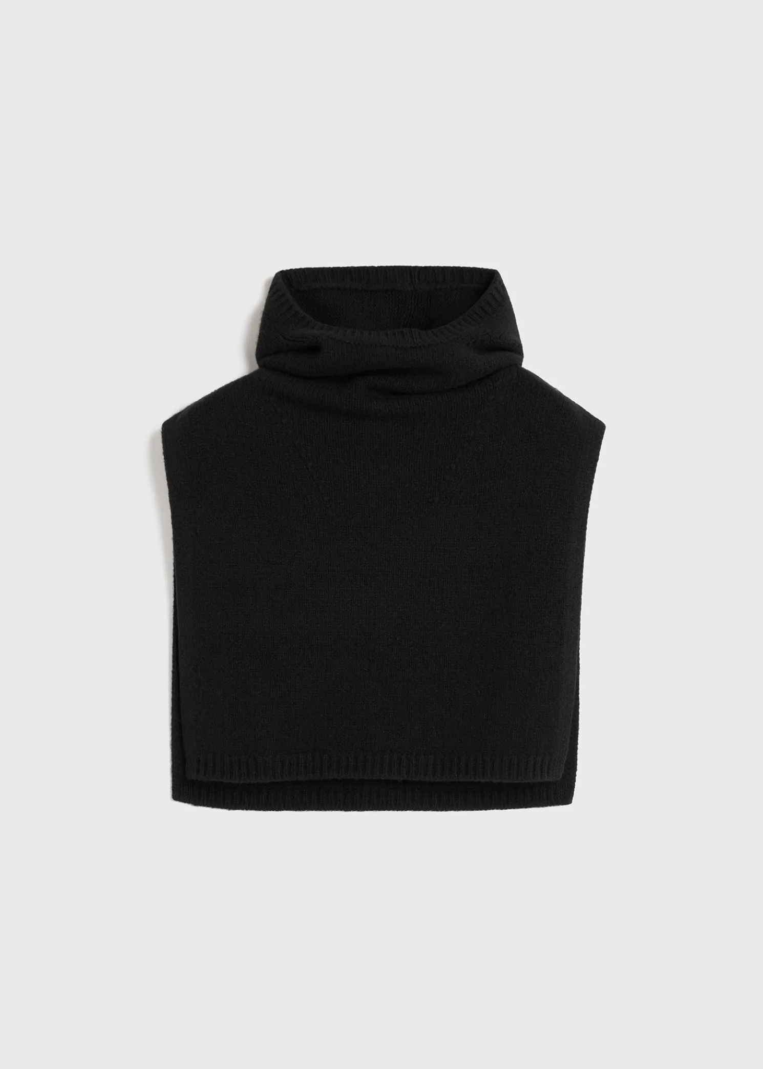 Ribbed wool hoodie bib black