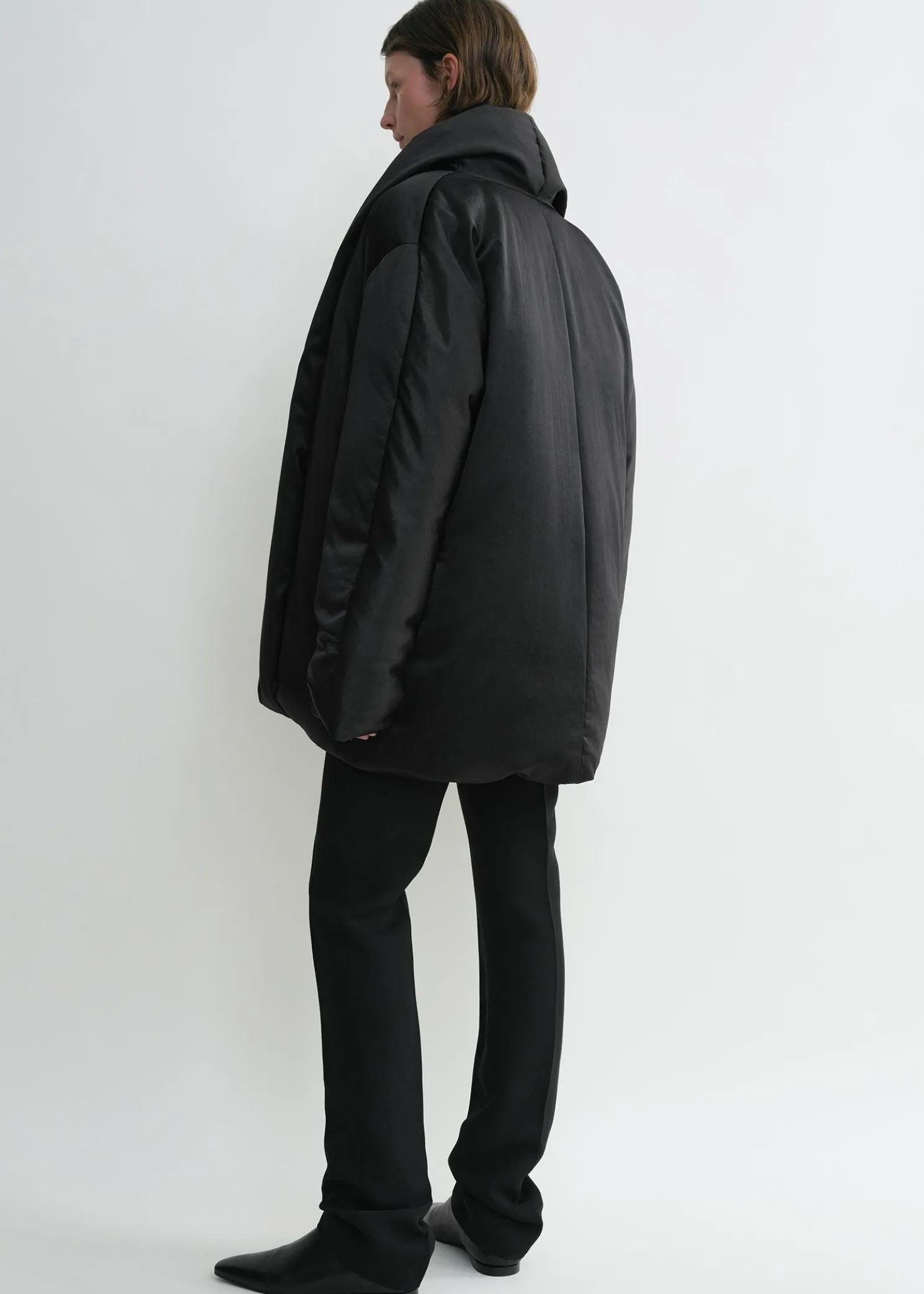 Satin puffer jacket black