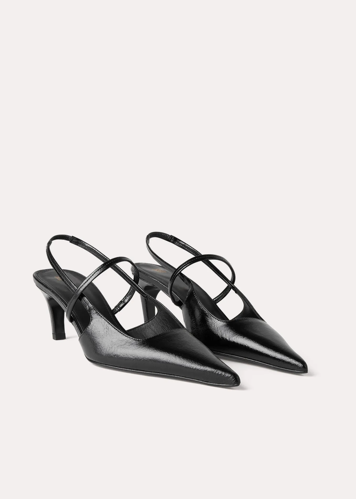 Sharp patent slingbacks black