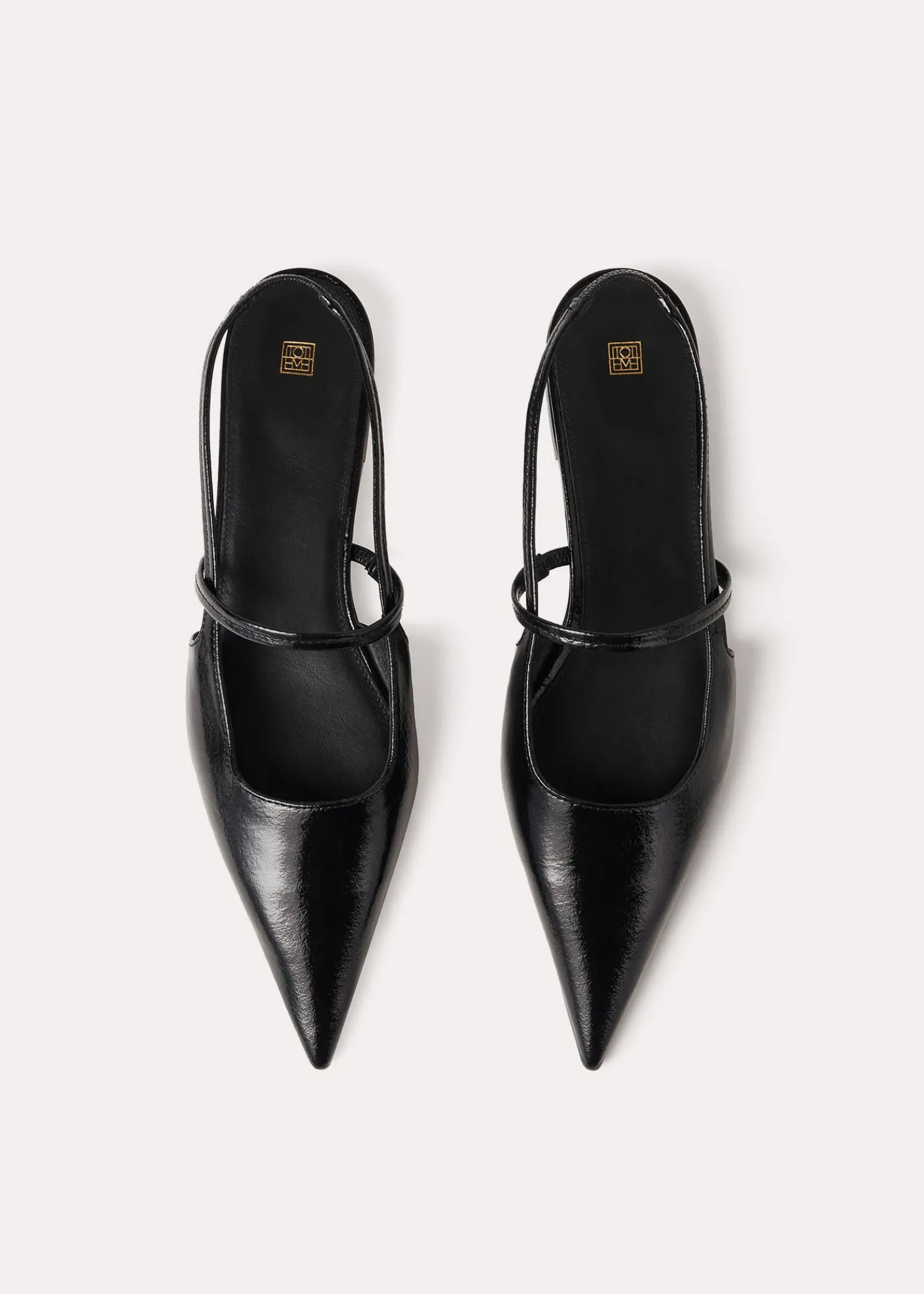 Sharp patent slingbacks black