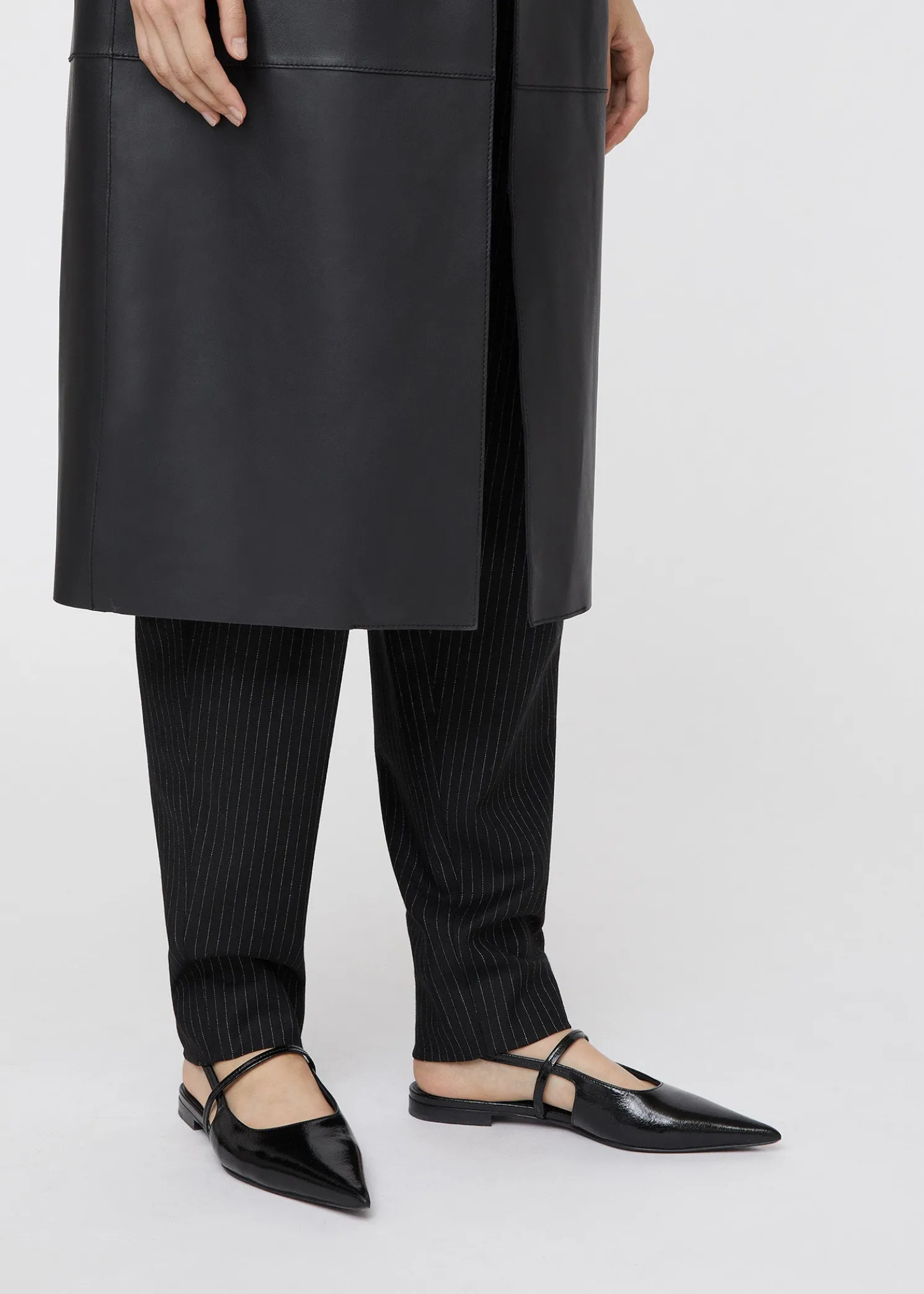 Sharp patent slingback flats black