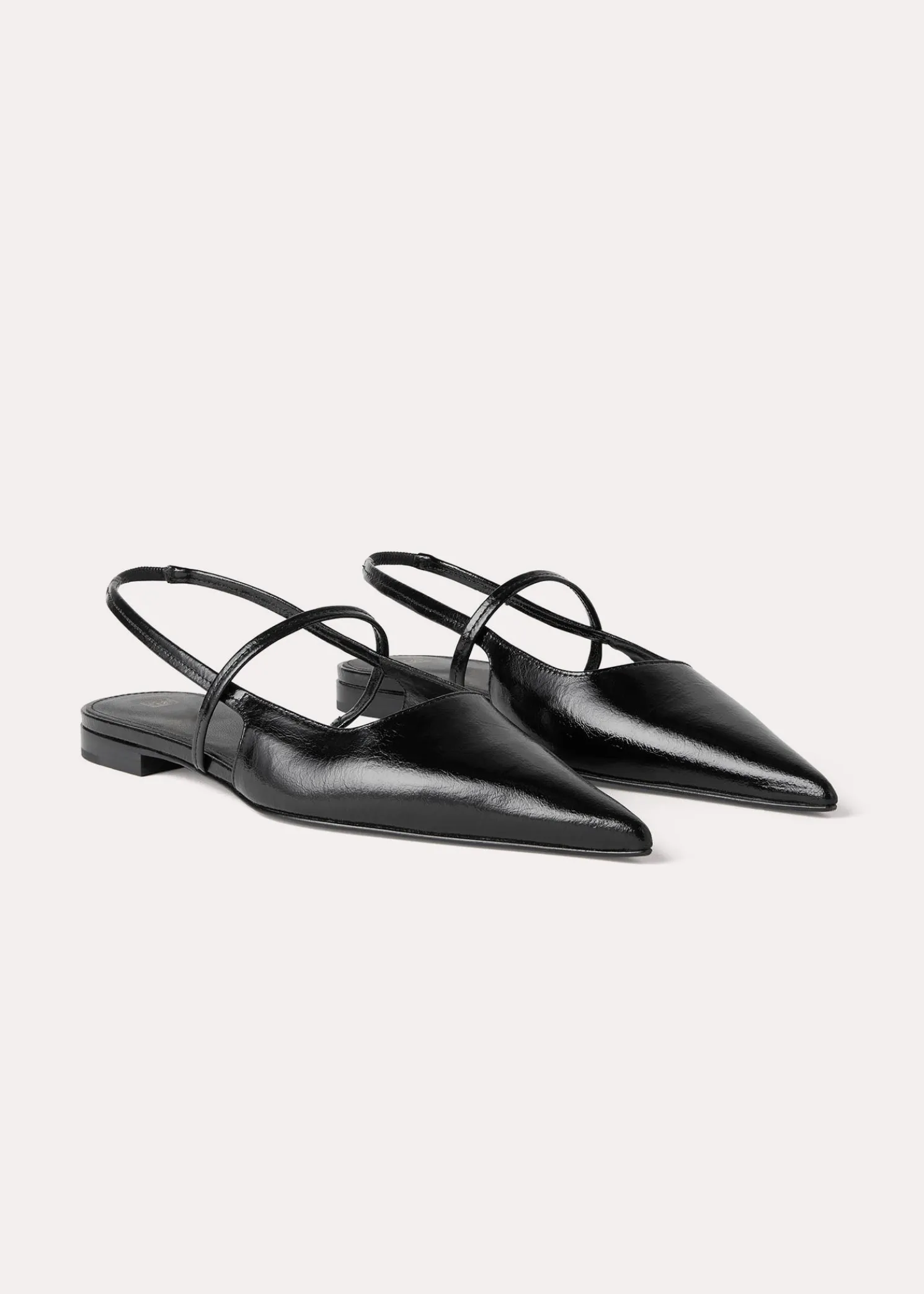 Sharp patent slingback flats black