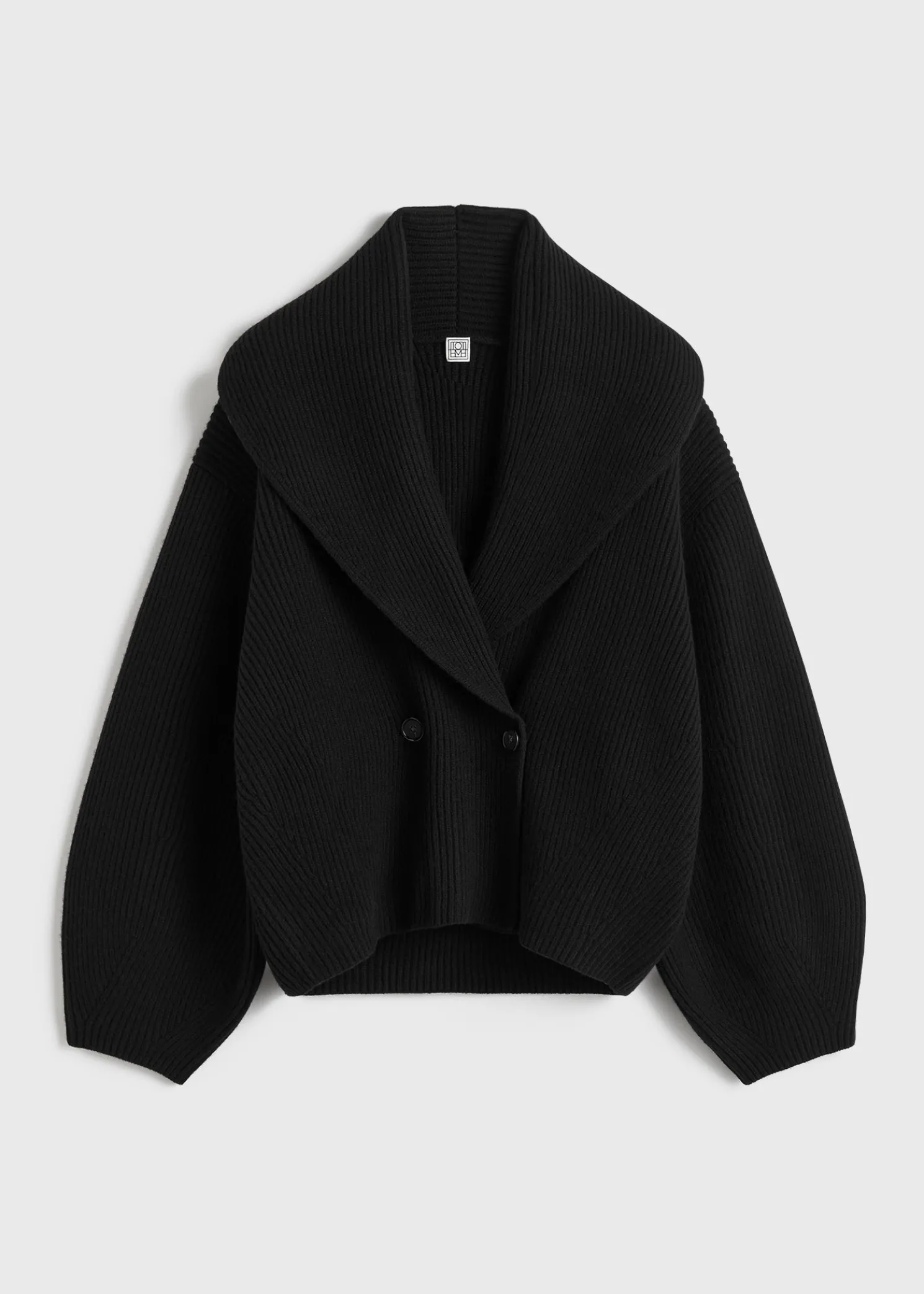 Shawl-lapel cardigan black