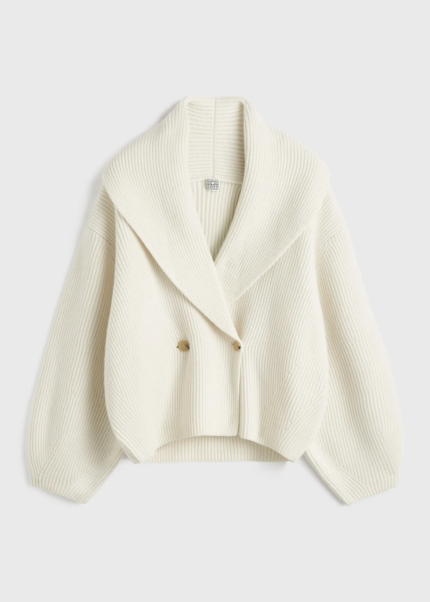 Shawl-lapel cardigan milk