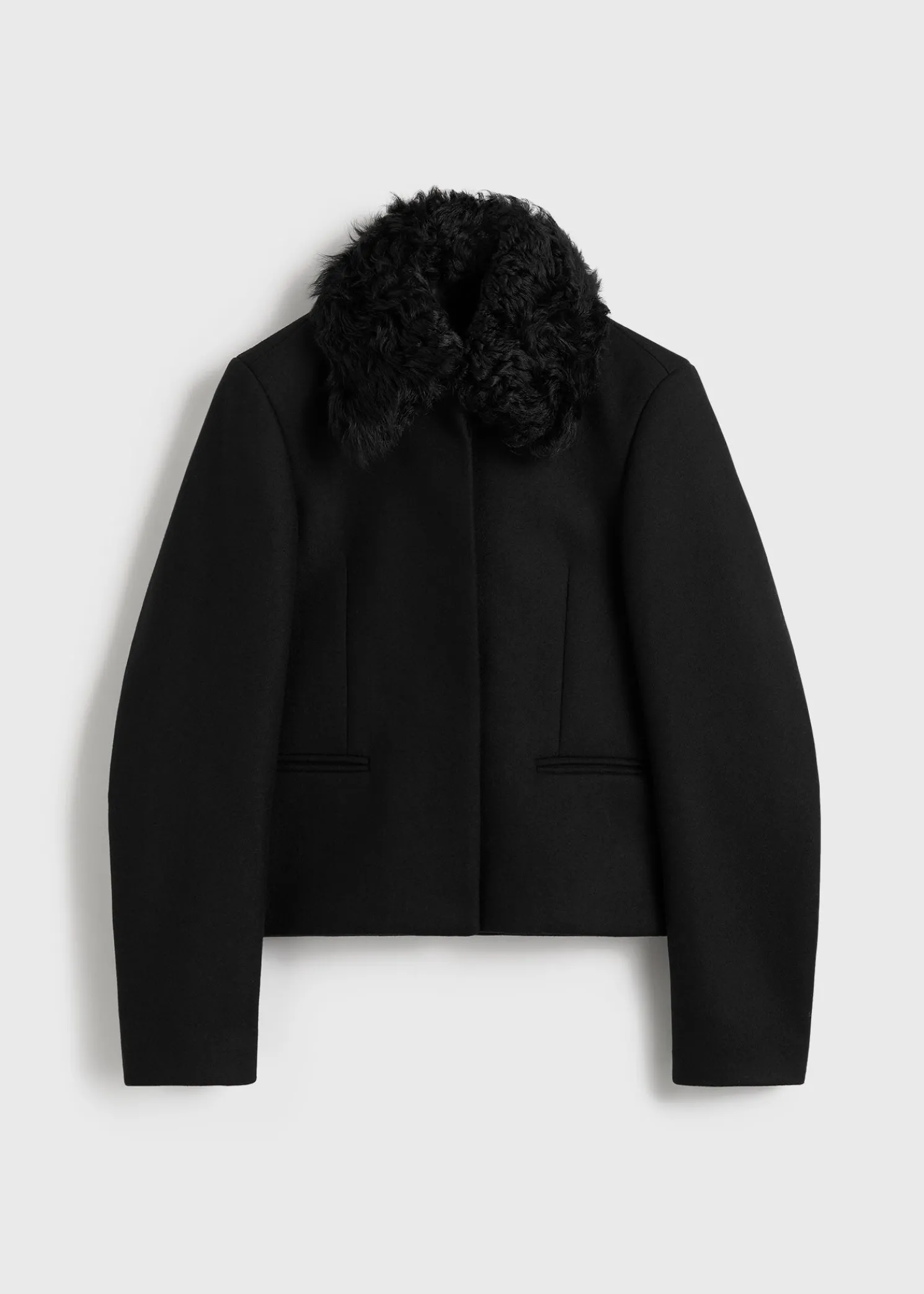 Shearling collar jacket black