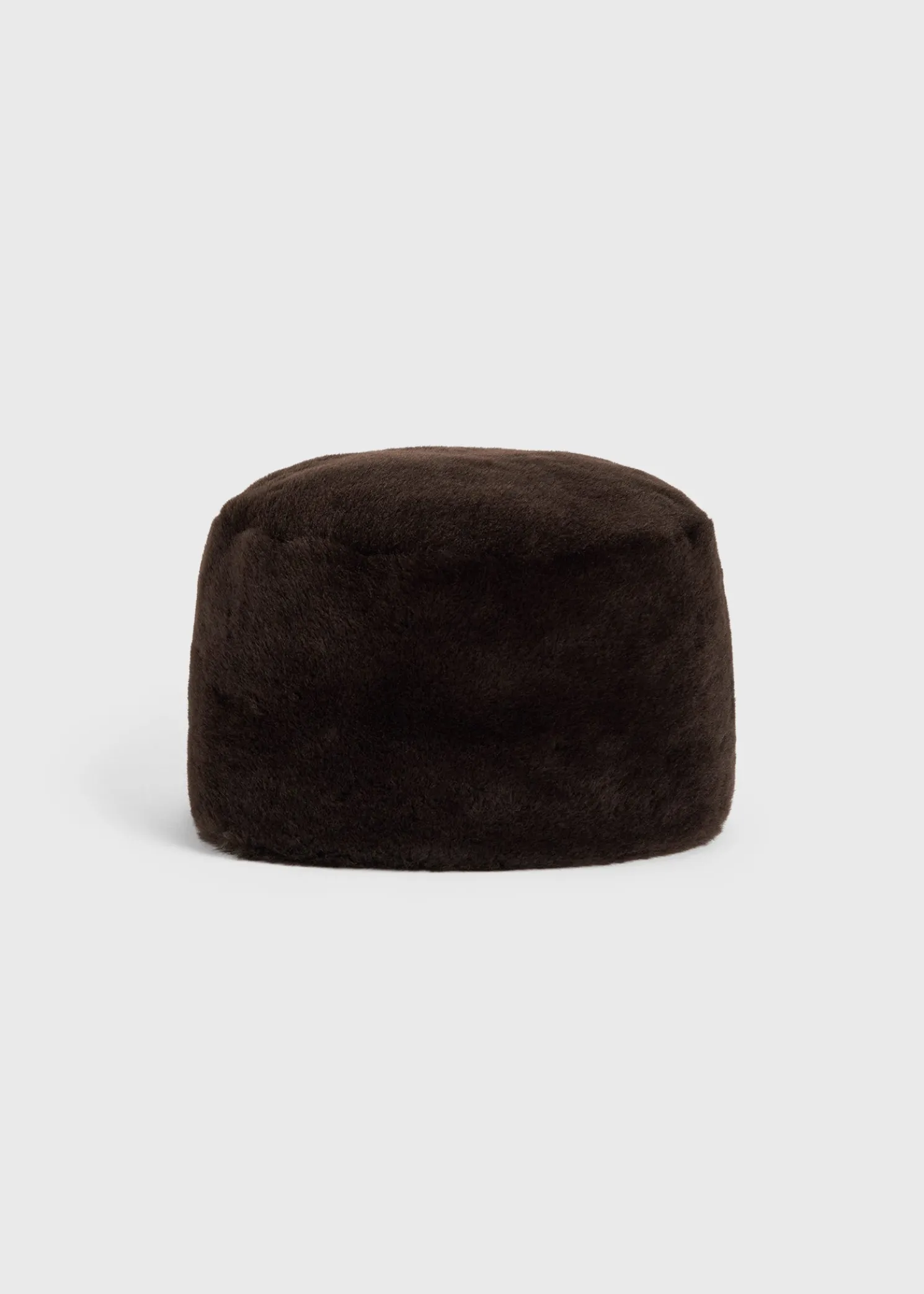 Shearling pillbox hat bark