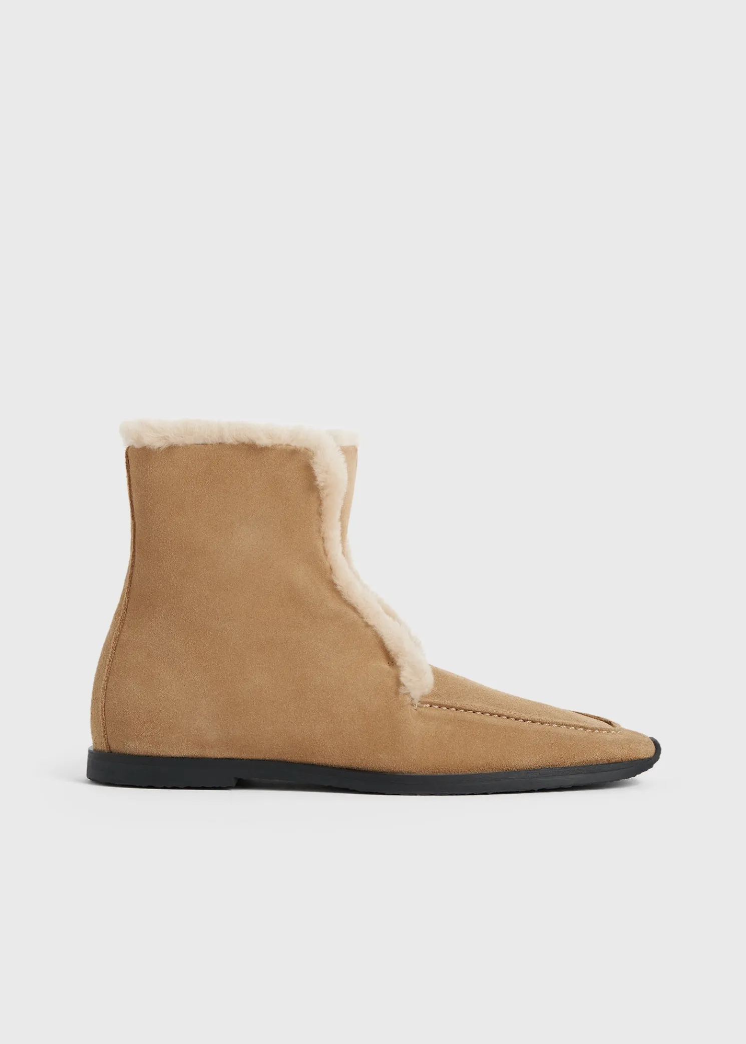 Shearling-edge winter boots caramel/ecru