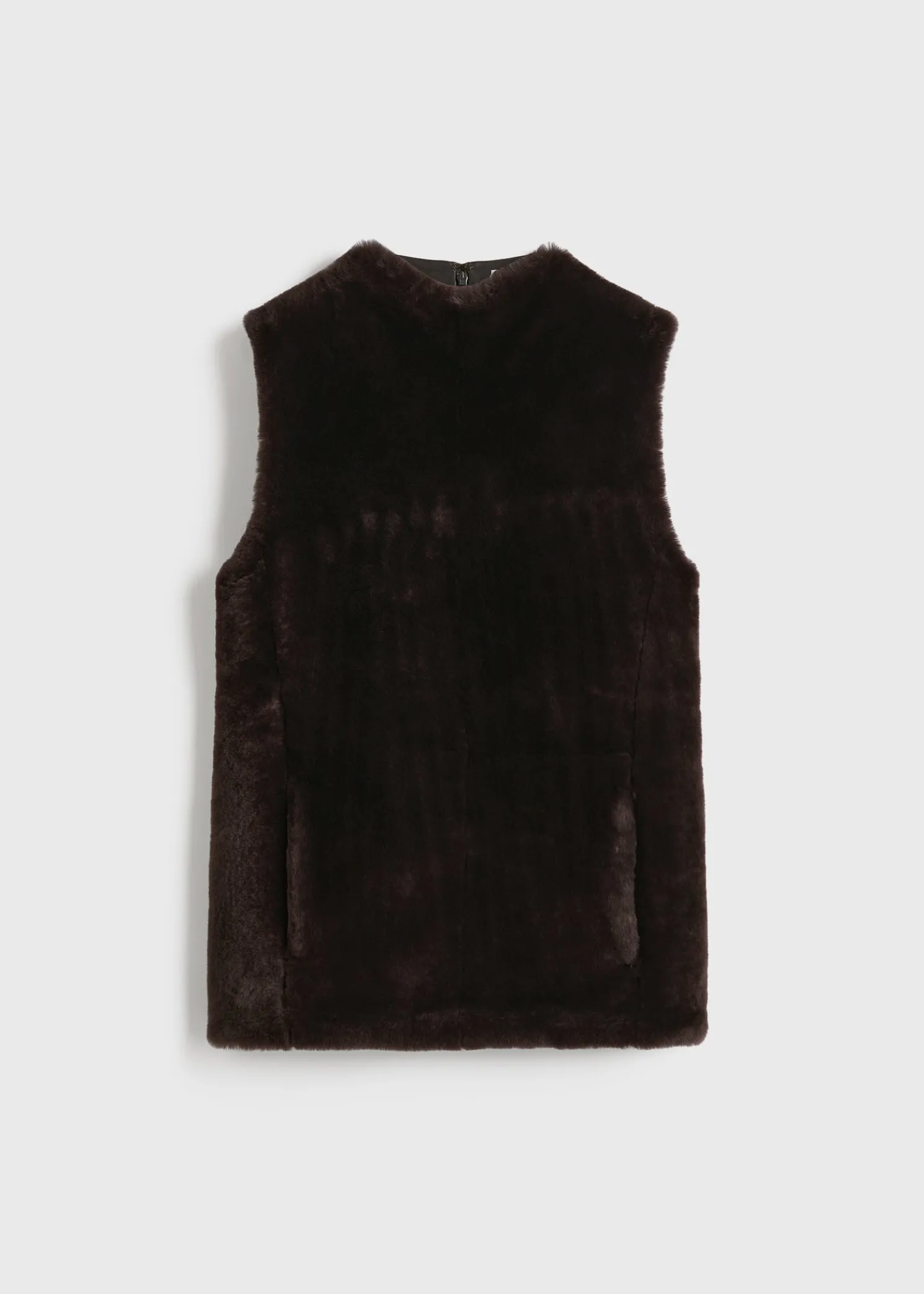 Shearling-front top espresso