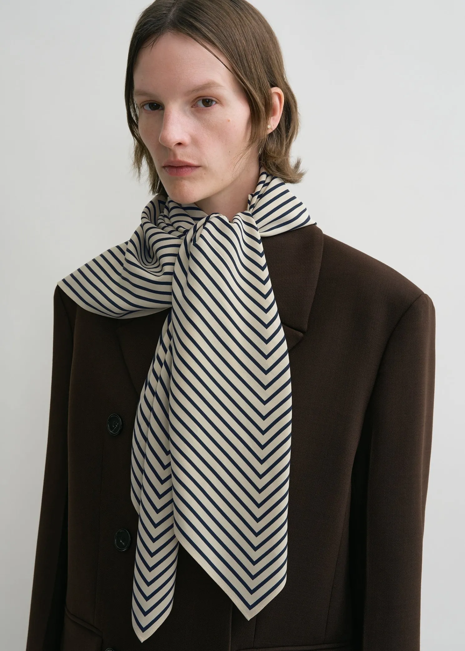 Signature monogram silk blanket scarf creme