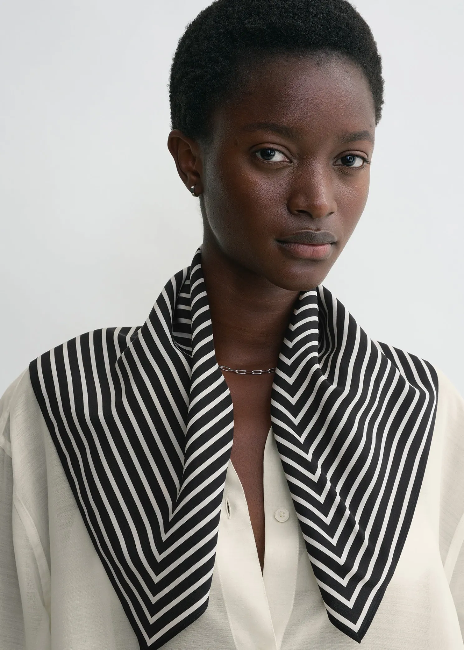 Signature monogram silk scarf black