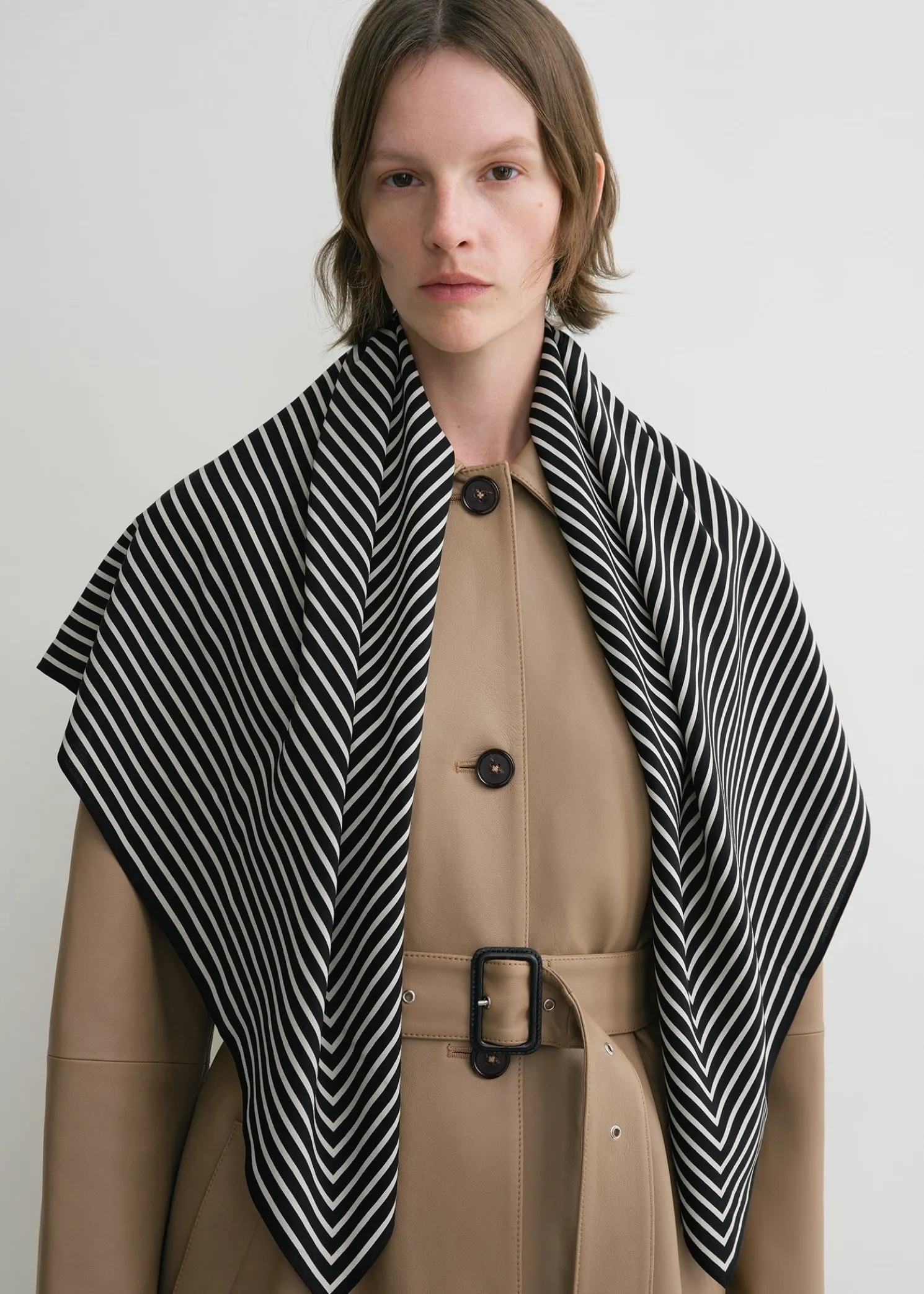 Signature monogram silk blanket scarf black