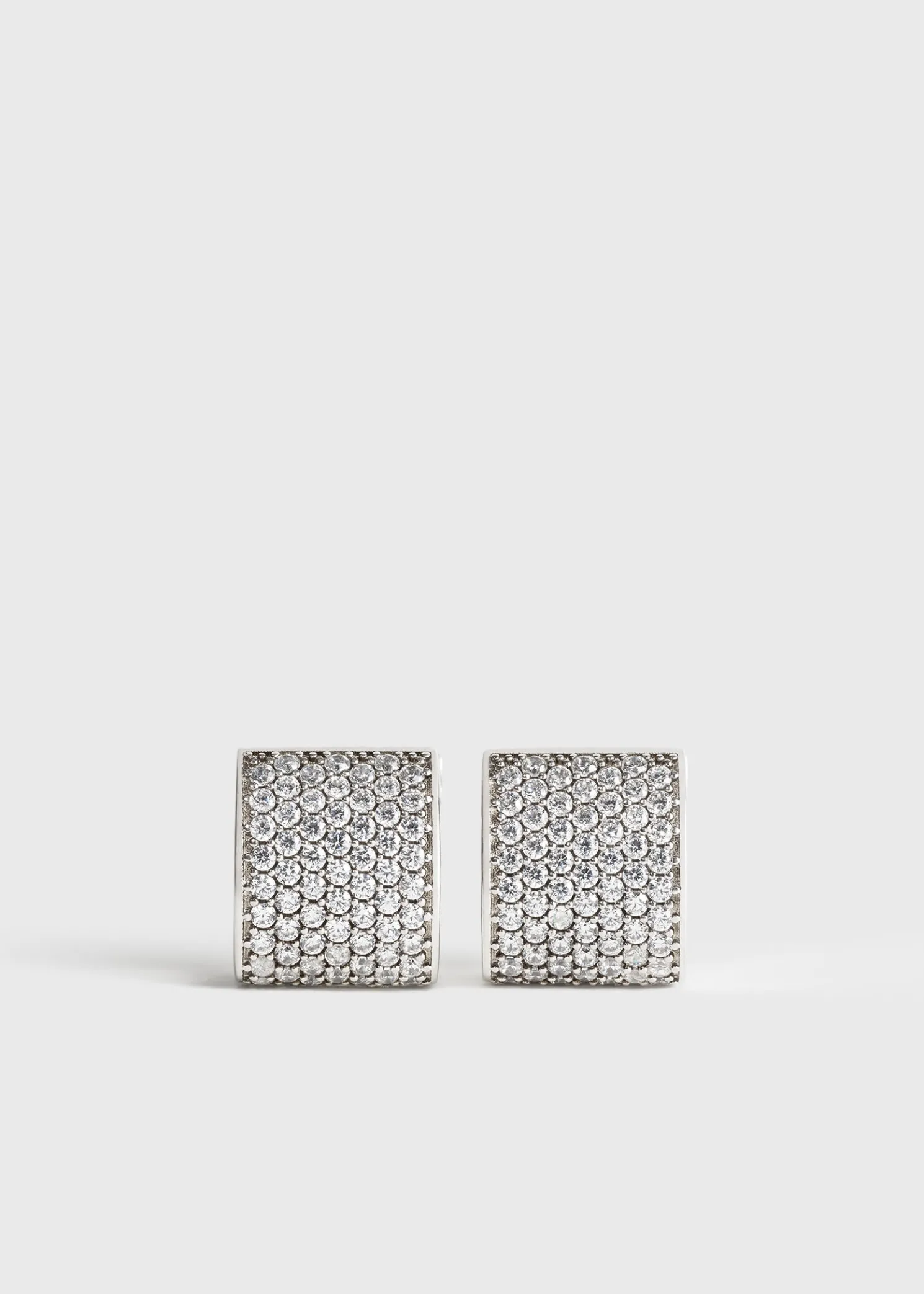 Signature pavé hoops silver
