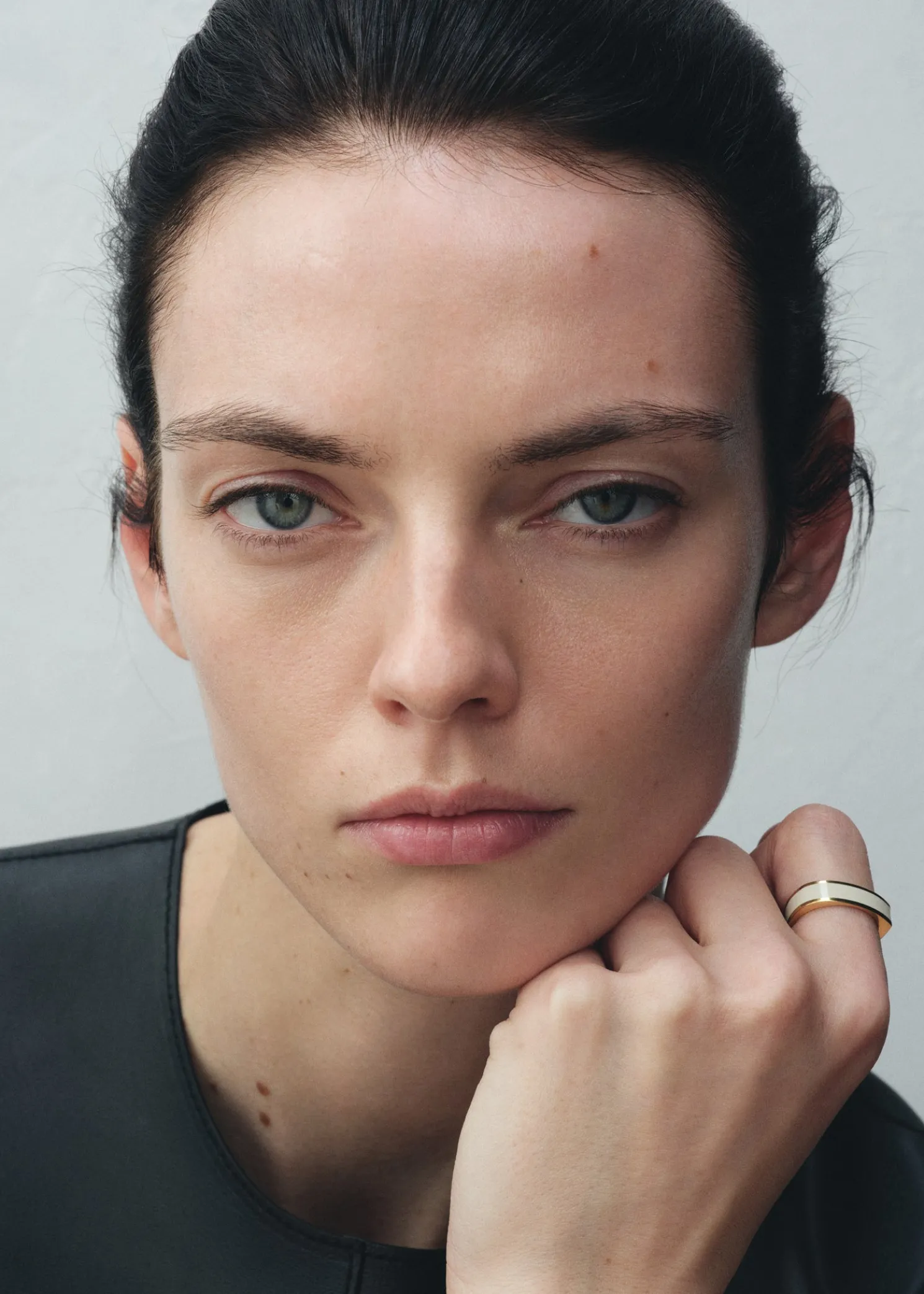 Signature ring ecru/gold