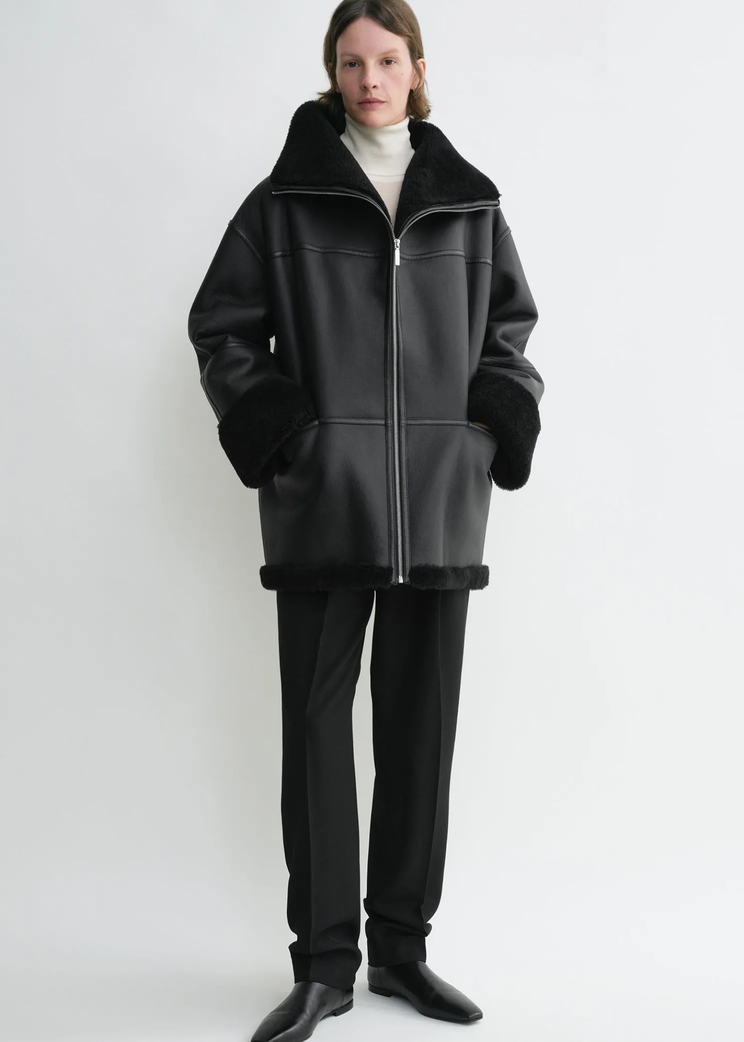 Signature shearling jacket black