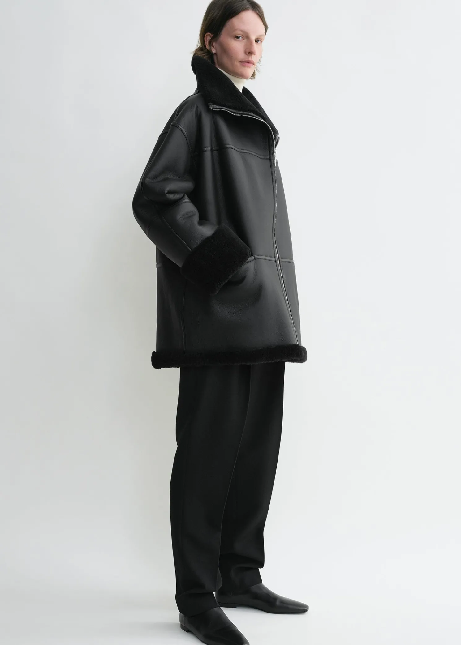 Signature shearling jacket black