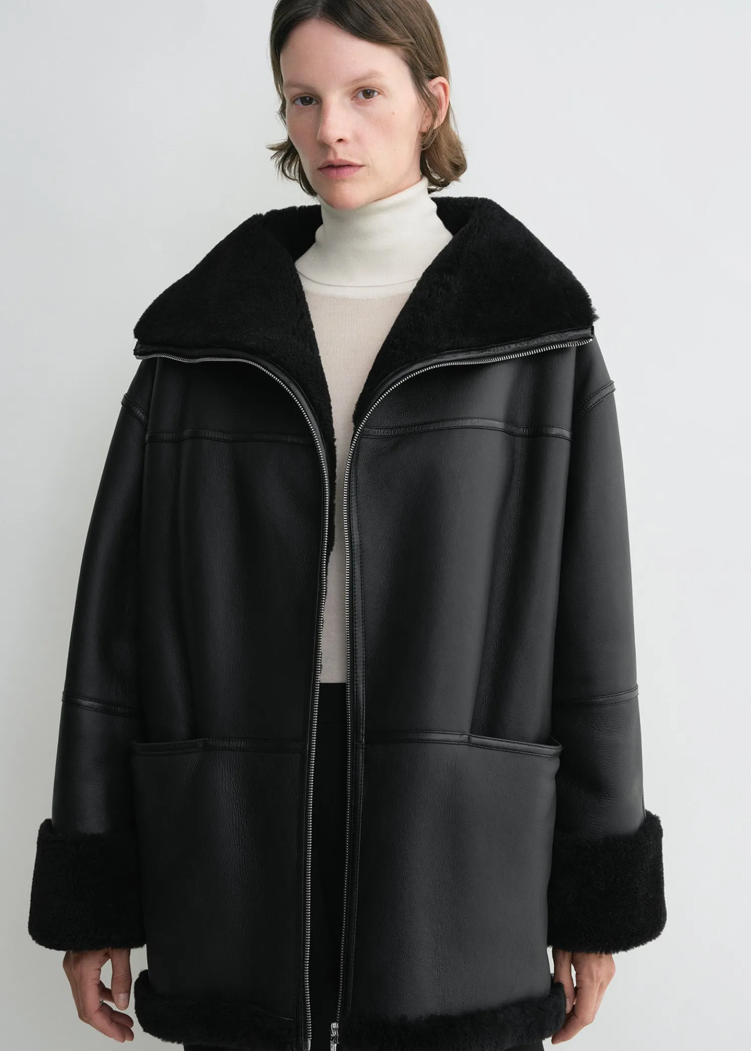 Signature shearling jacket black