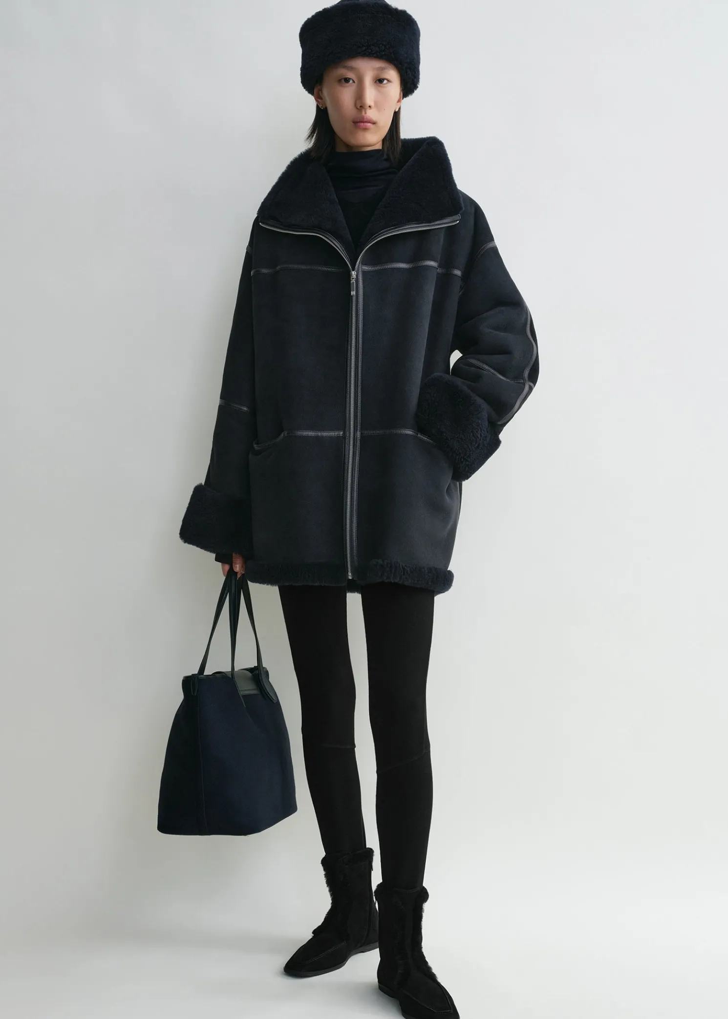 Signature shearling jacket navy
