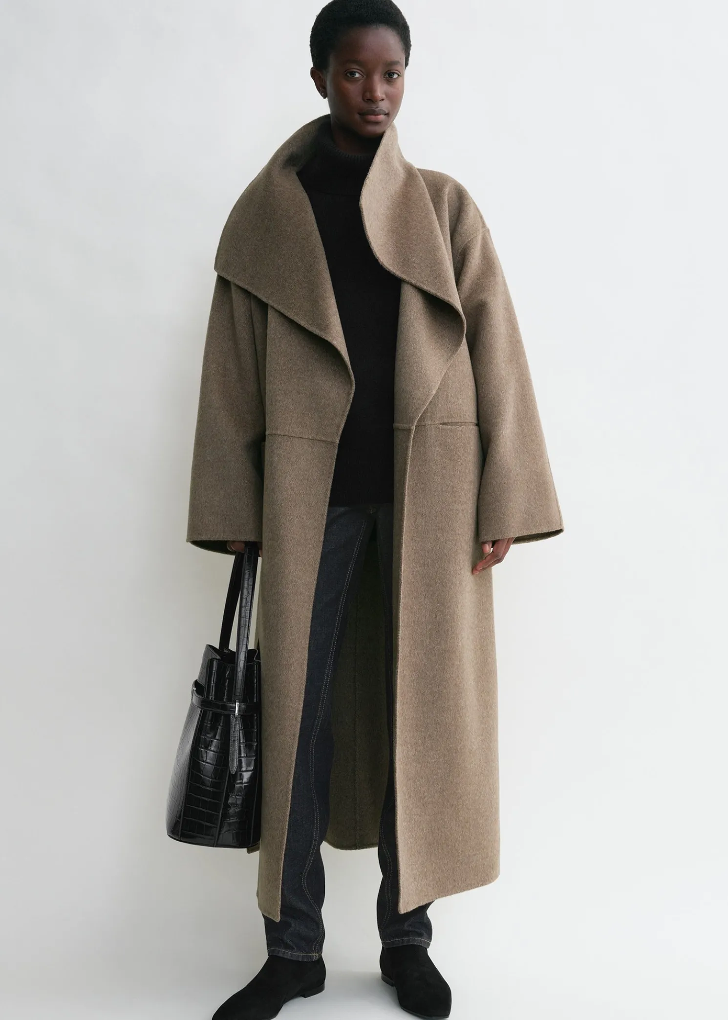 Signature wool cashmere coat oak melange