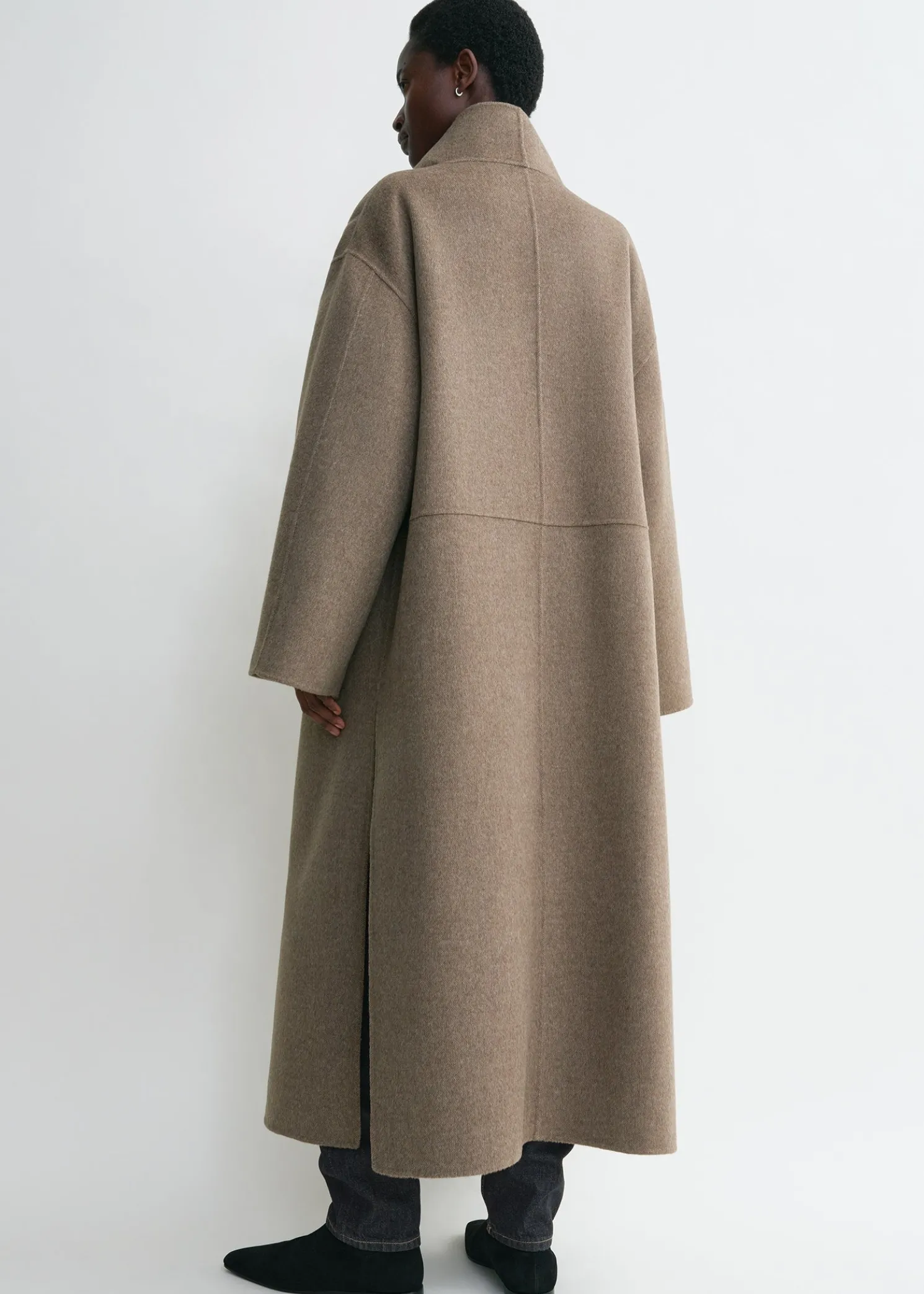 Signature wool cashmere coat oak melange