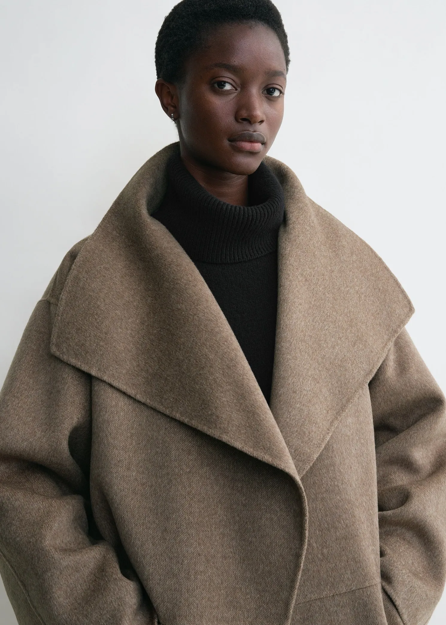Signature wool cashmere coat oak melange