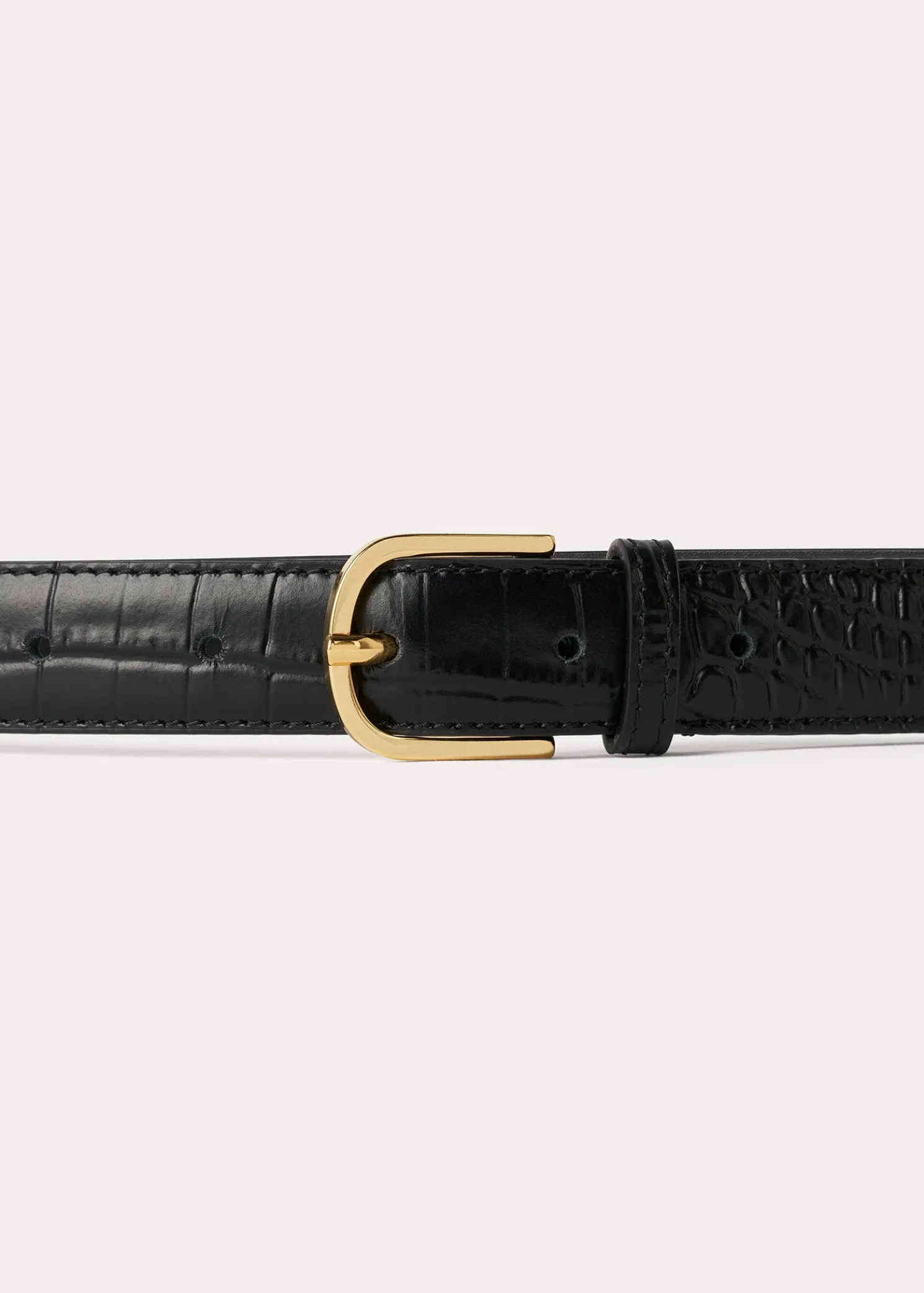 Slim croco-embossed trouser belt black