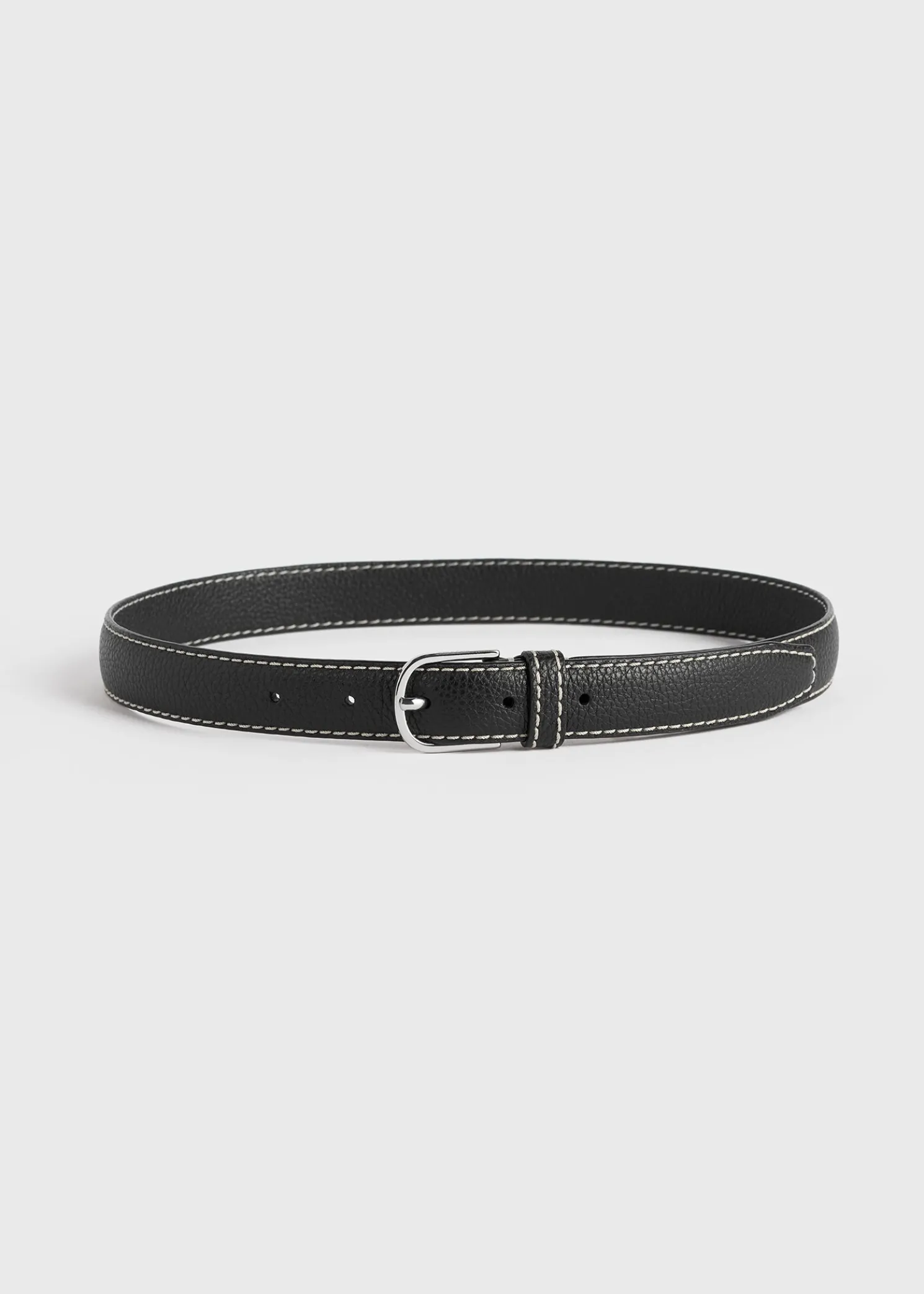 Slim grained-leather trouser belt