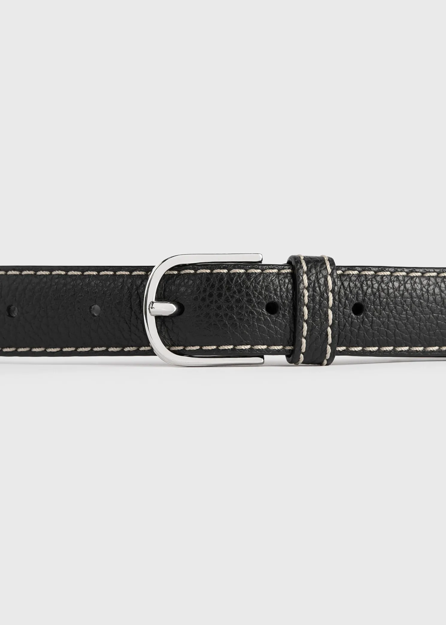 Slim grained-leather trouser belt